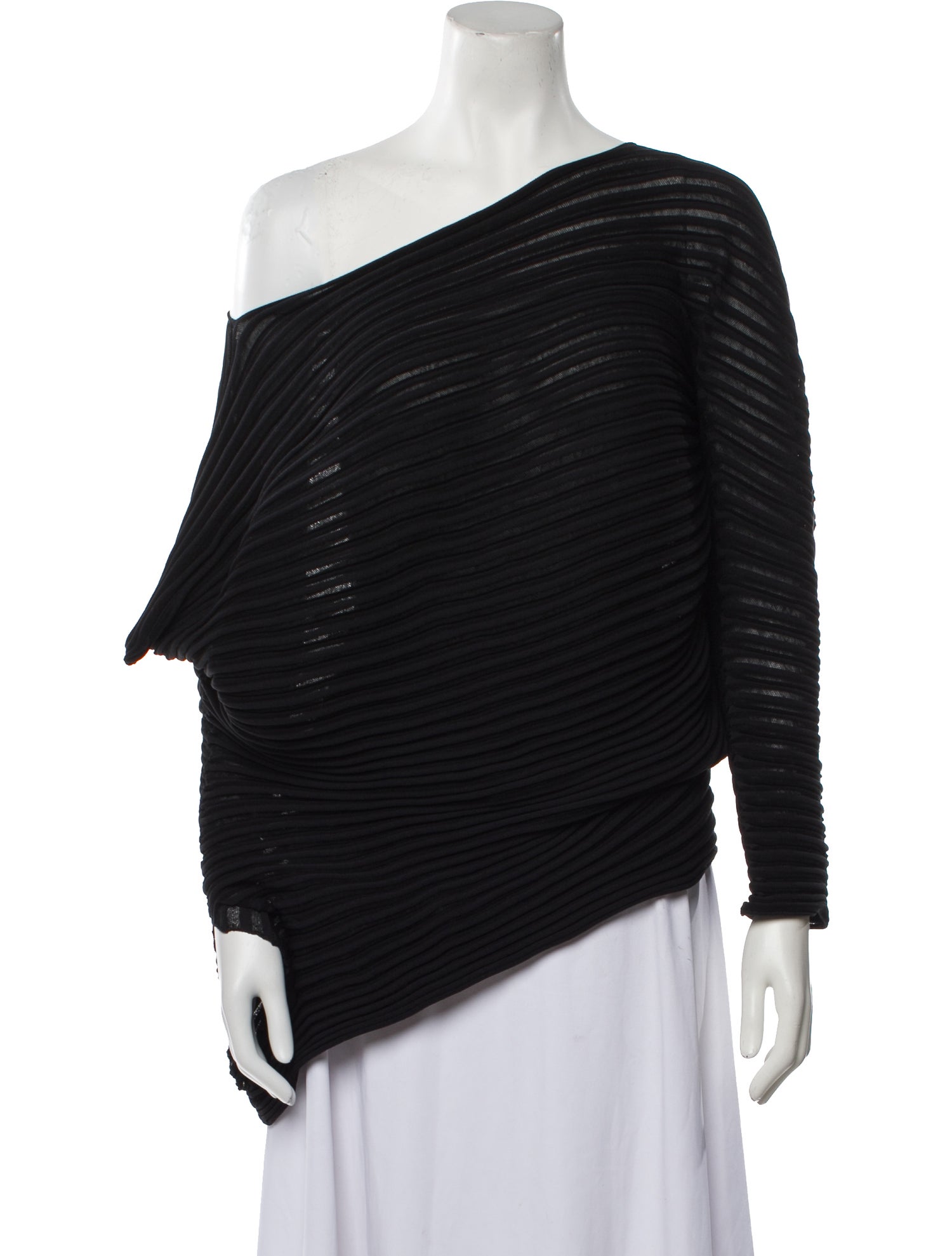 Issey Miyake One-Shoulder Long Sleeve Top