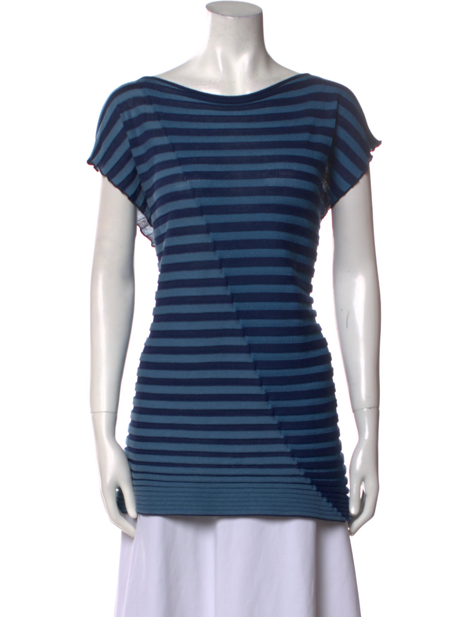 Issey Miyake Striped Bateau Neckline T-Shirt