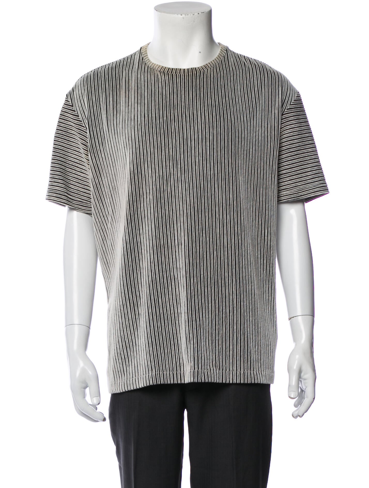 Issey Miyake Striped Crew Neck T-Shirt