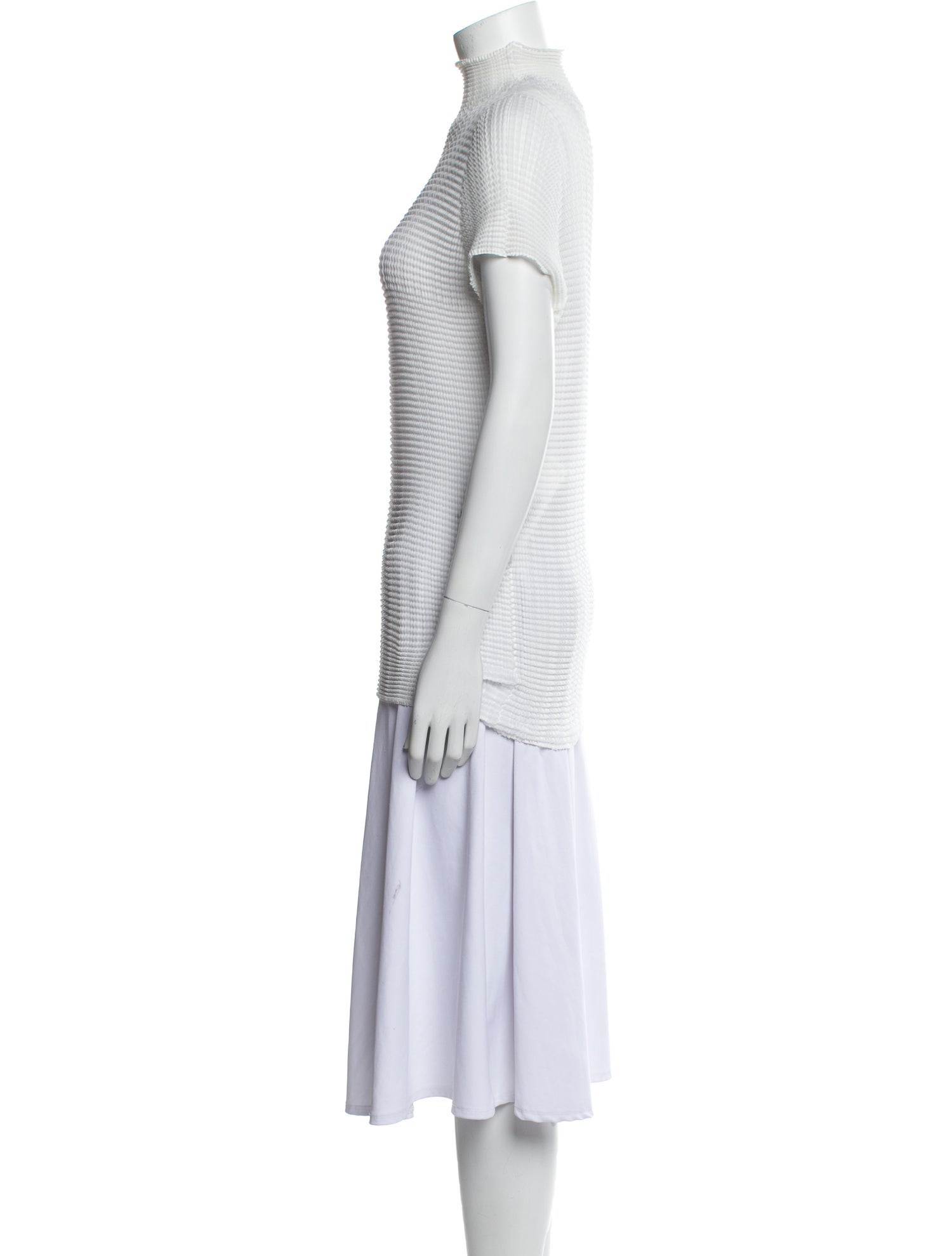 Issey Miyake Mock Neck Short Sleeve Tunic