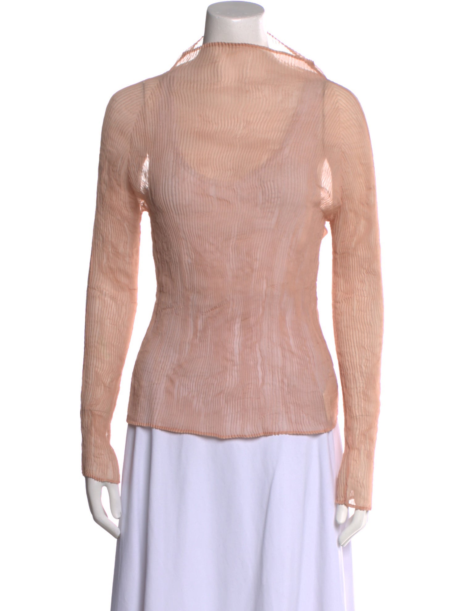 Issey Miyake Mock Neck Long Sleeve Top