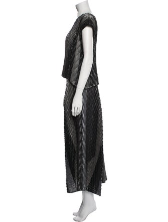 Issey Miyake Striped Ruffle Embellishment Skirt Set