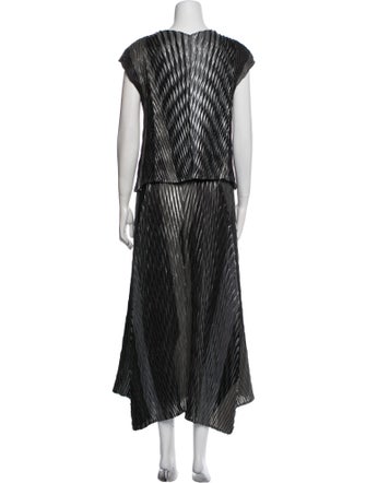 Issey Miyake Striped Ruffle Embellishment Skirt Set