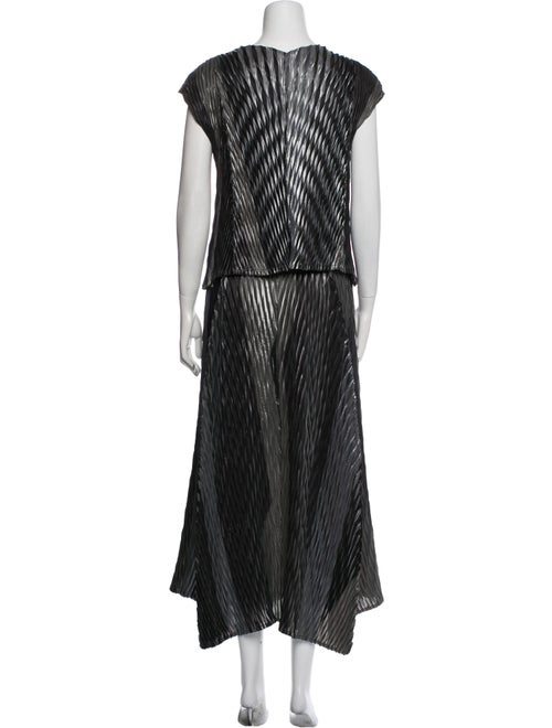 Issey Miyake Striped Ruffle Embellishment Skirt Set