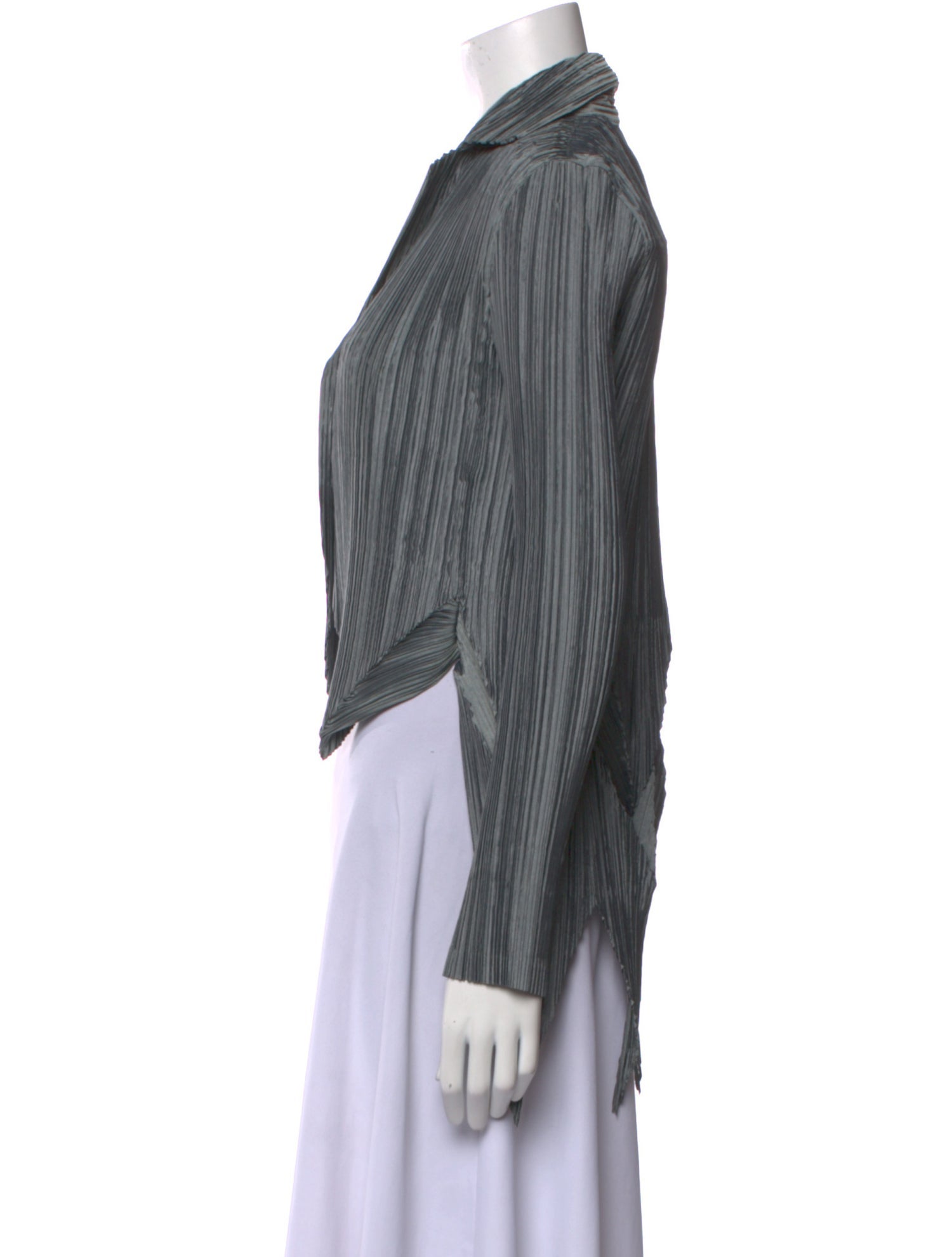 Issey Miyake Fete Striped Long Sleeve Crop Top