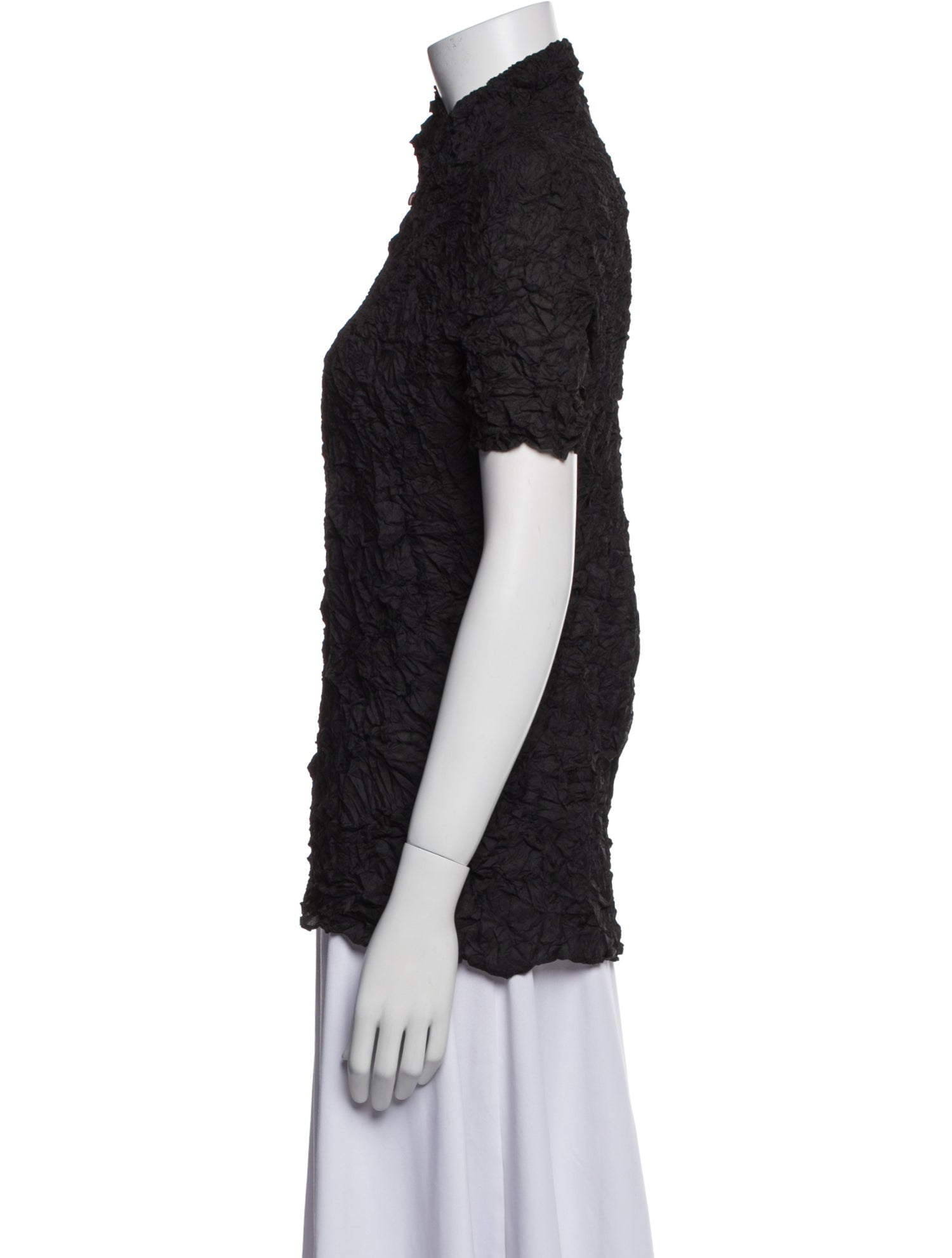 Issey Miyake Lace Pattern Mock Neck Top