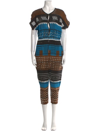 Issey Miyake Printed V-Neck Jumpsuit