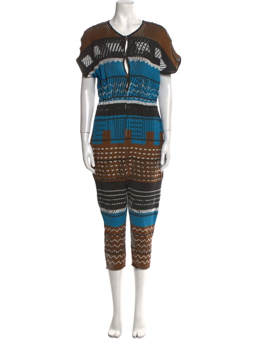 Issey Miyake Printed V-Neck Jumpsuit
