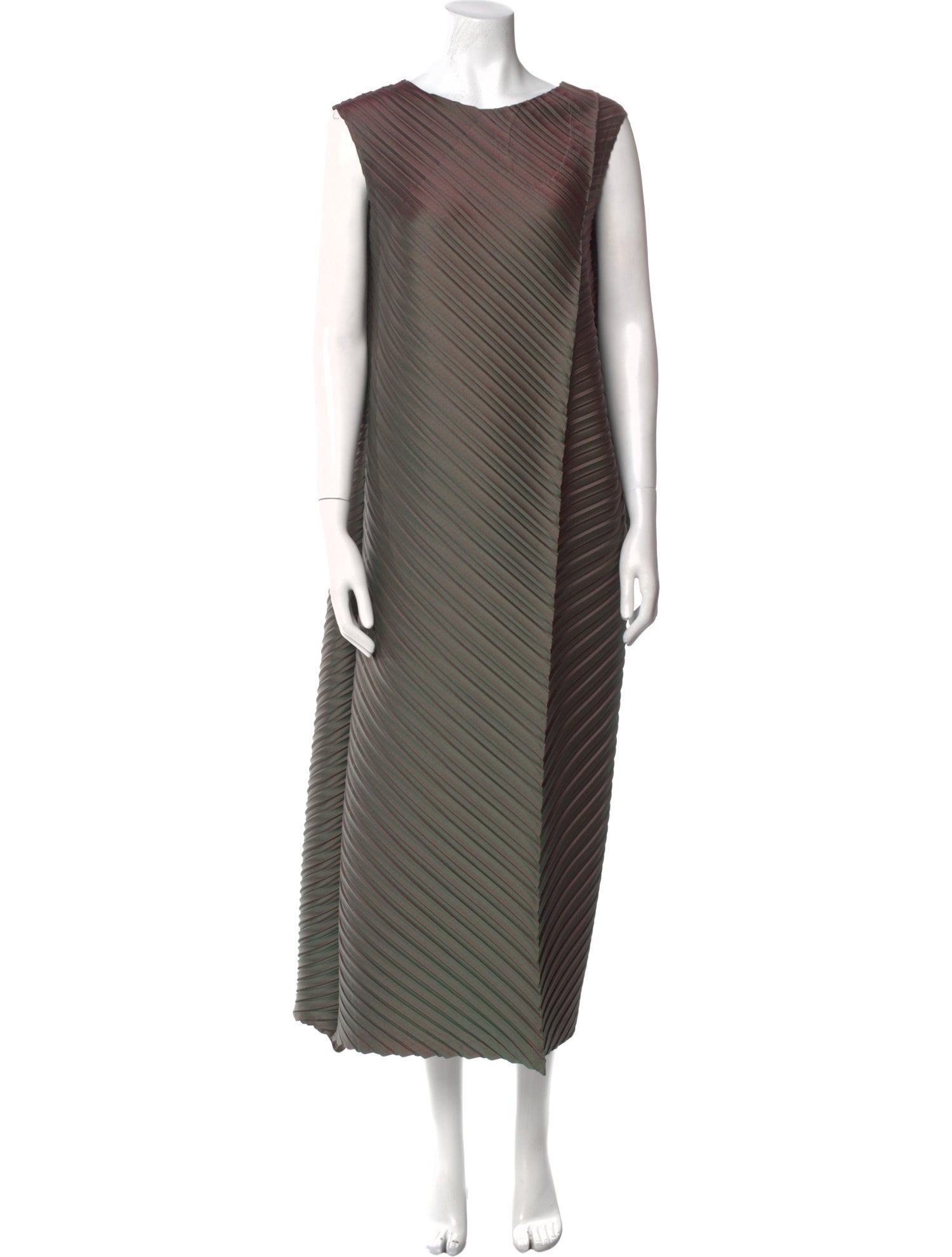 Issey Miyake Striped Midi Length Dress