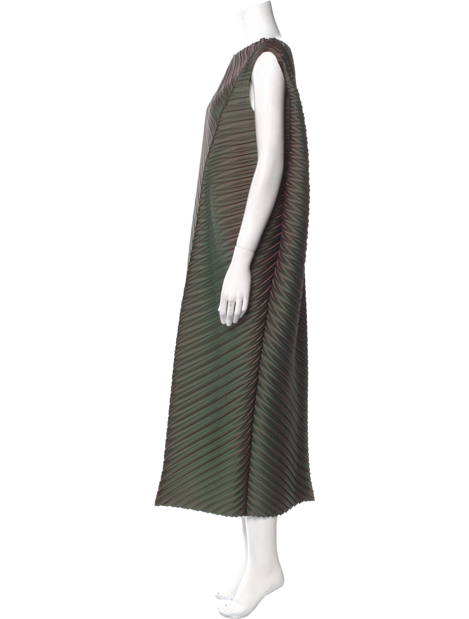 Issey Miyake Striped Midi Length Dress