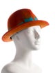 Issey Miyake orange pattern print hat, wool hat