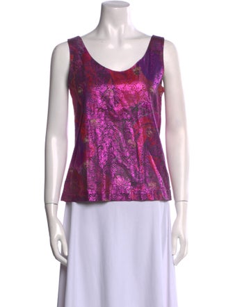 Issey Miyake Printed Scoop Neck Top