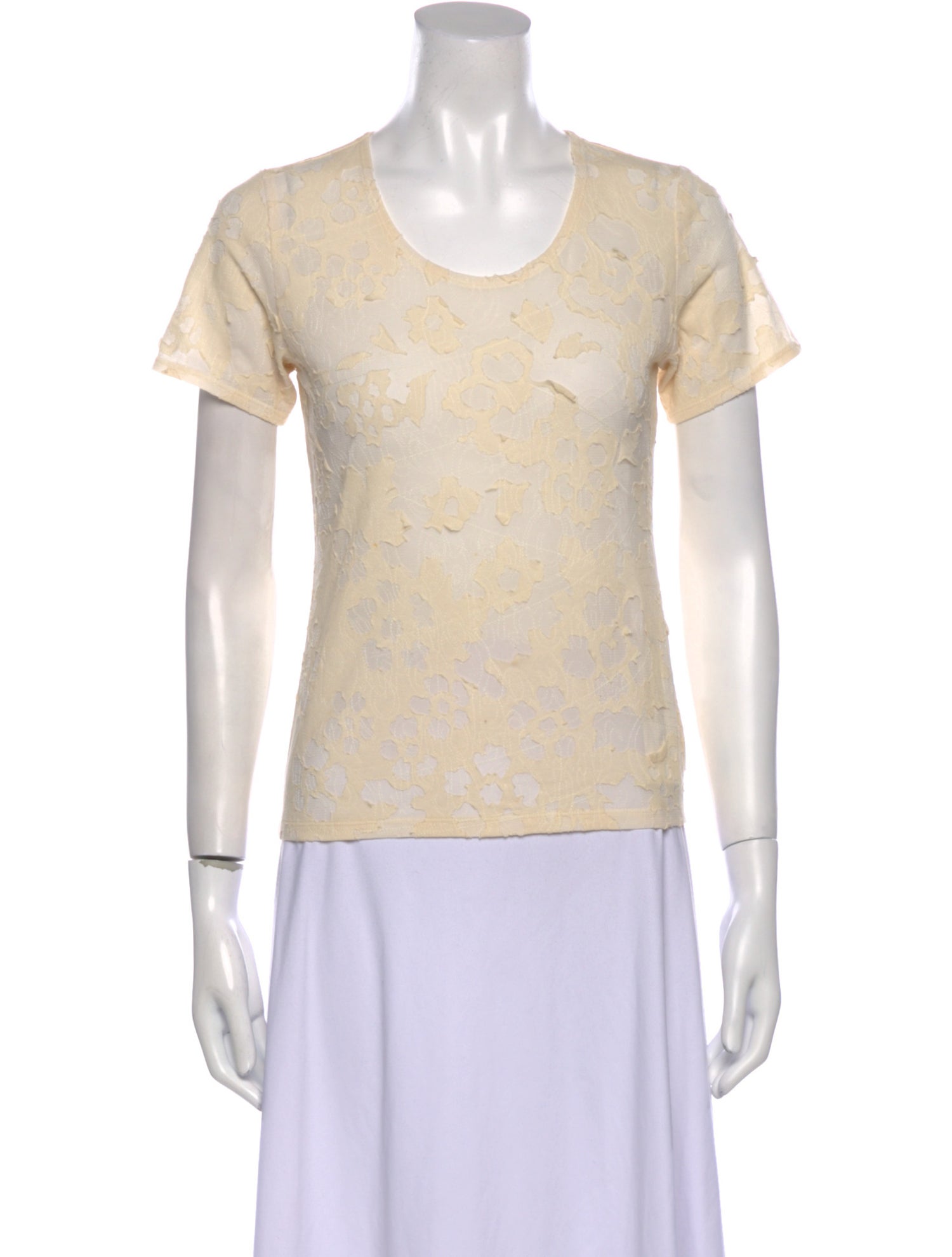 Issey Miyake Lace Pattern Scoop Neck T-Shirt