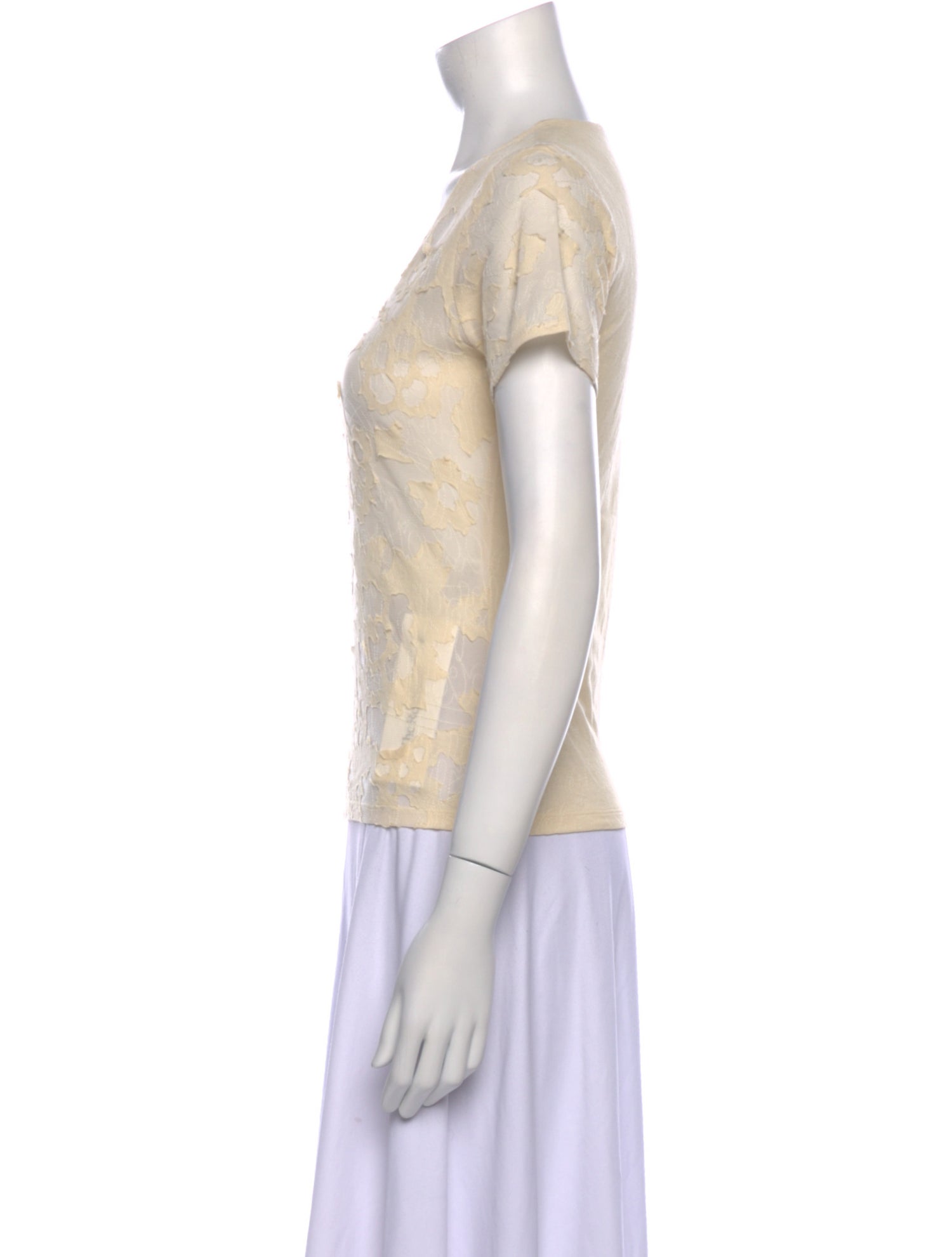 Issey Miyake Lace Pattern Scoop Neck T-Shirt