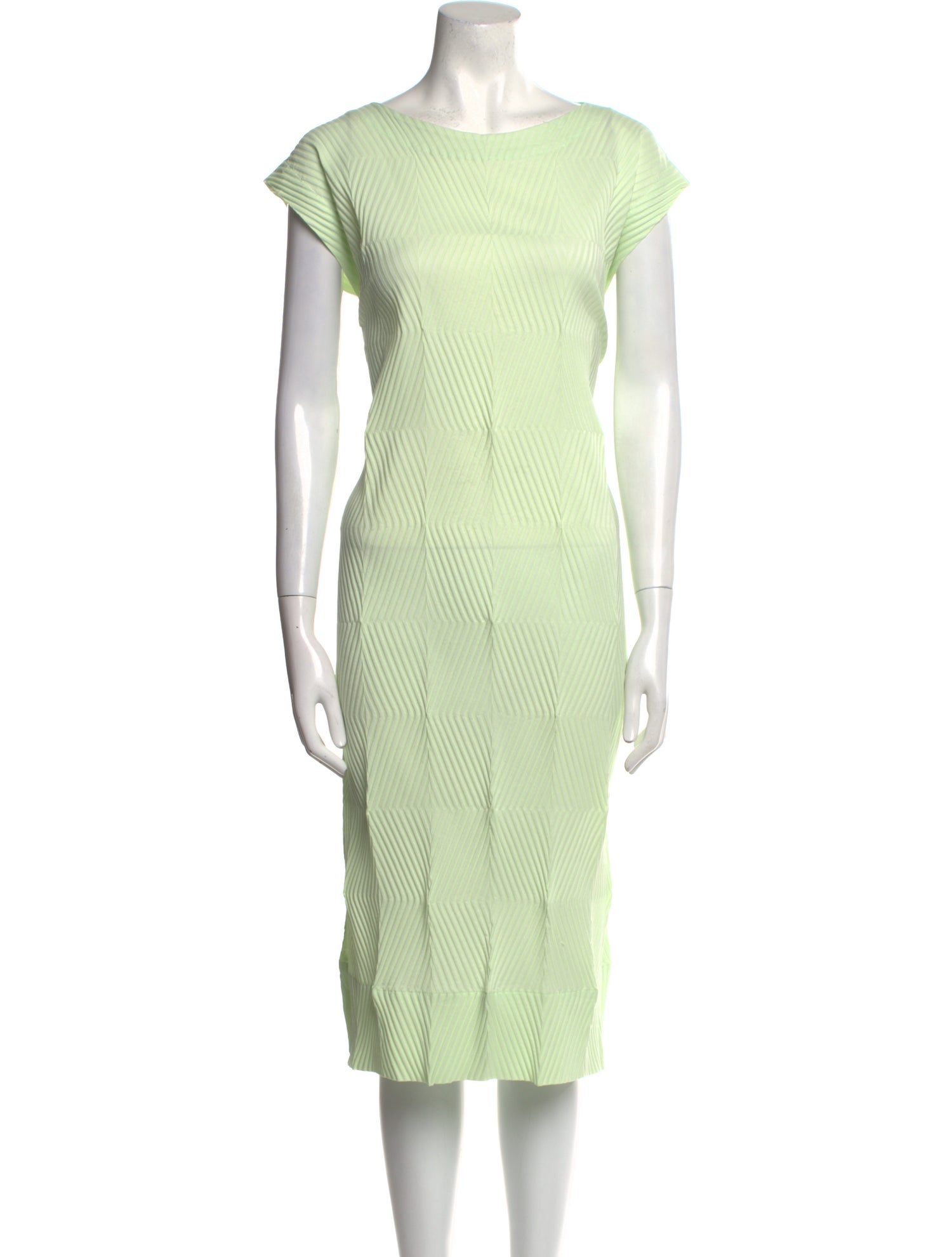 Issey Miyake Bateau Neckline Midi Length Dress