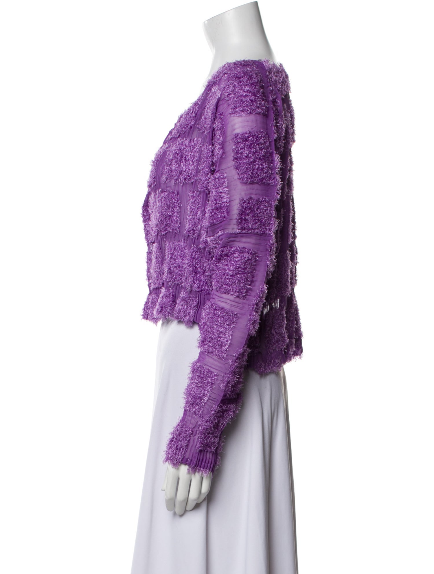 Issey Miyake V-Neck Long Sleeve Crop Top