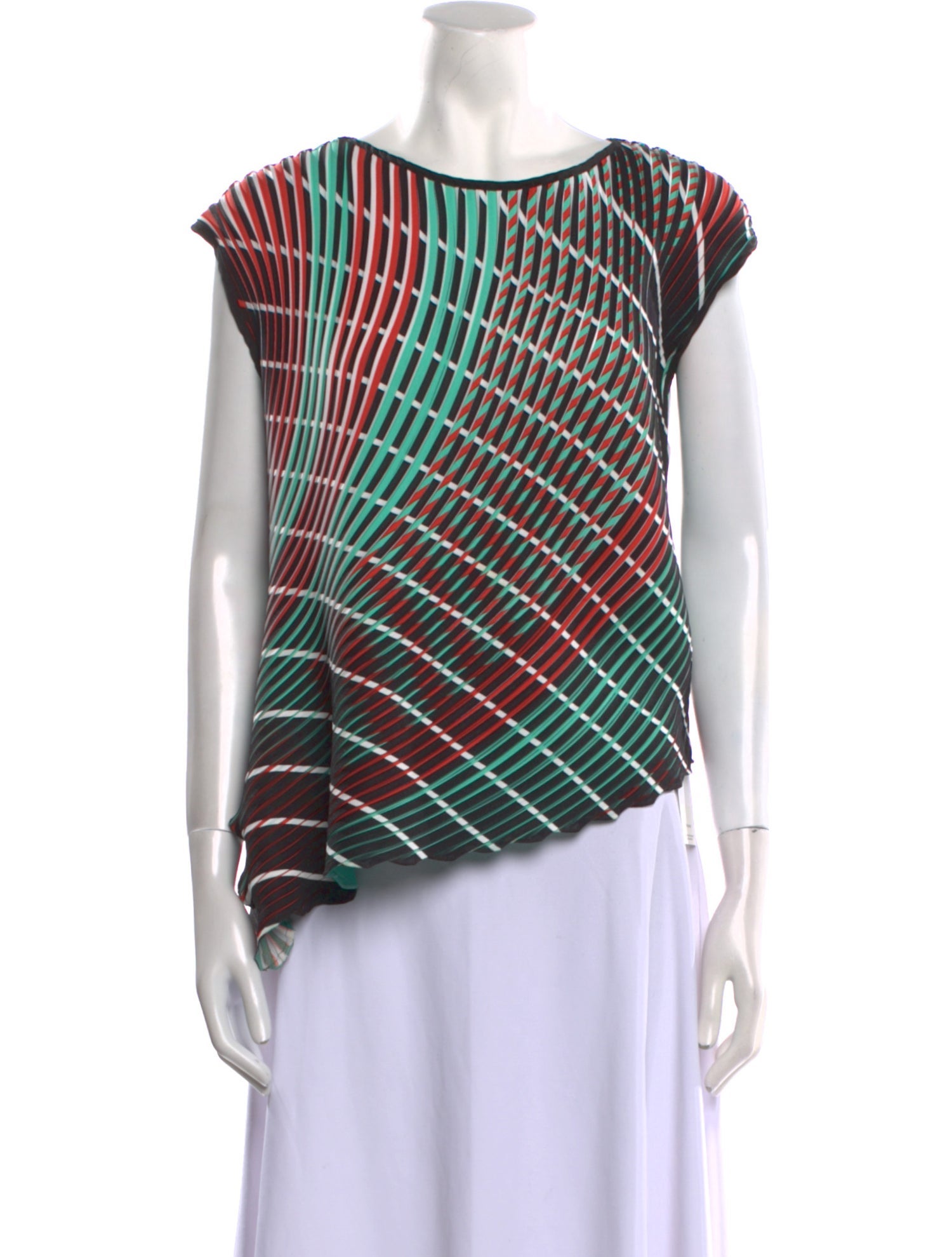 Issey Miyake Printed Bateau Neckline Blouse