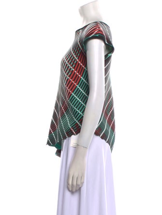 Issey Miyake Printed Bateau Neckline Blouse