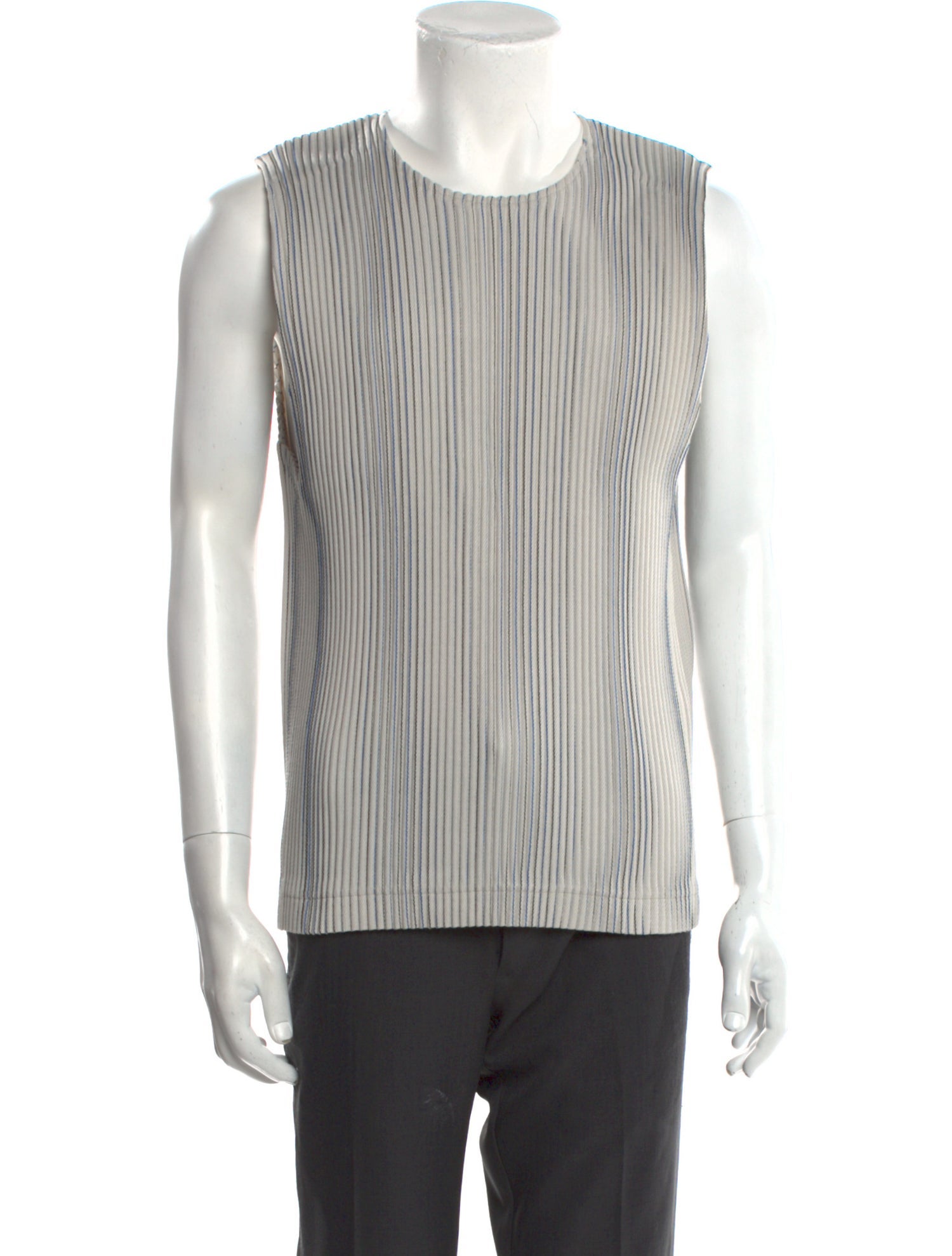Issey Miyake Striped Scoop Neck T-Shirt