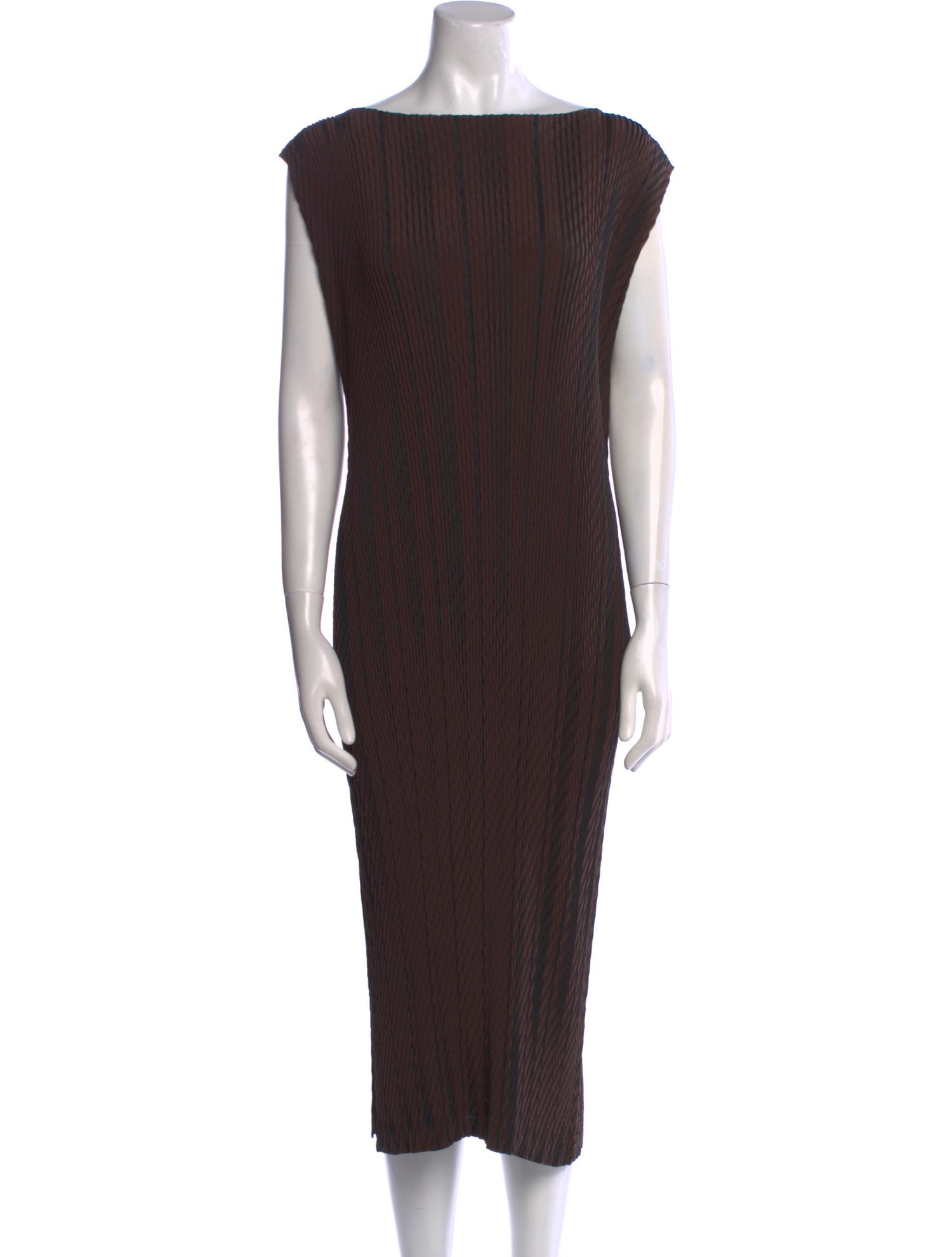 Issey Miyake Striped Midi Length Dress