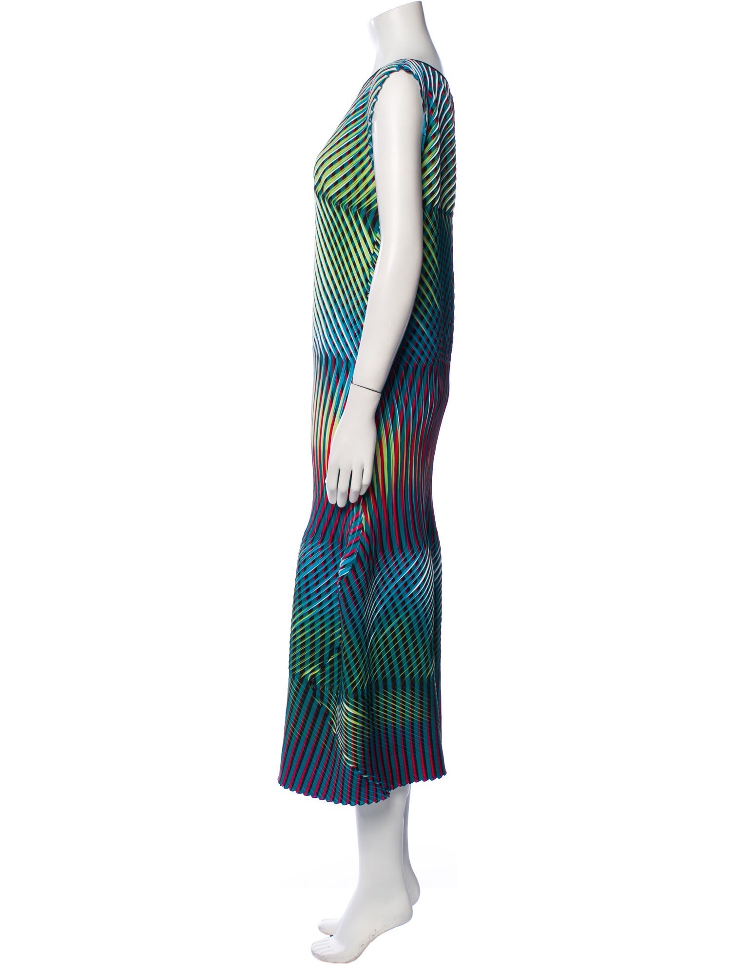 Issey Miyake Striped Midi Length Dress