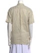 Issey Miyake Mock Neck Short Sleeve Button-Up Top