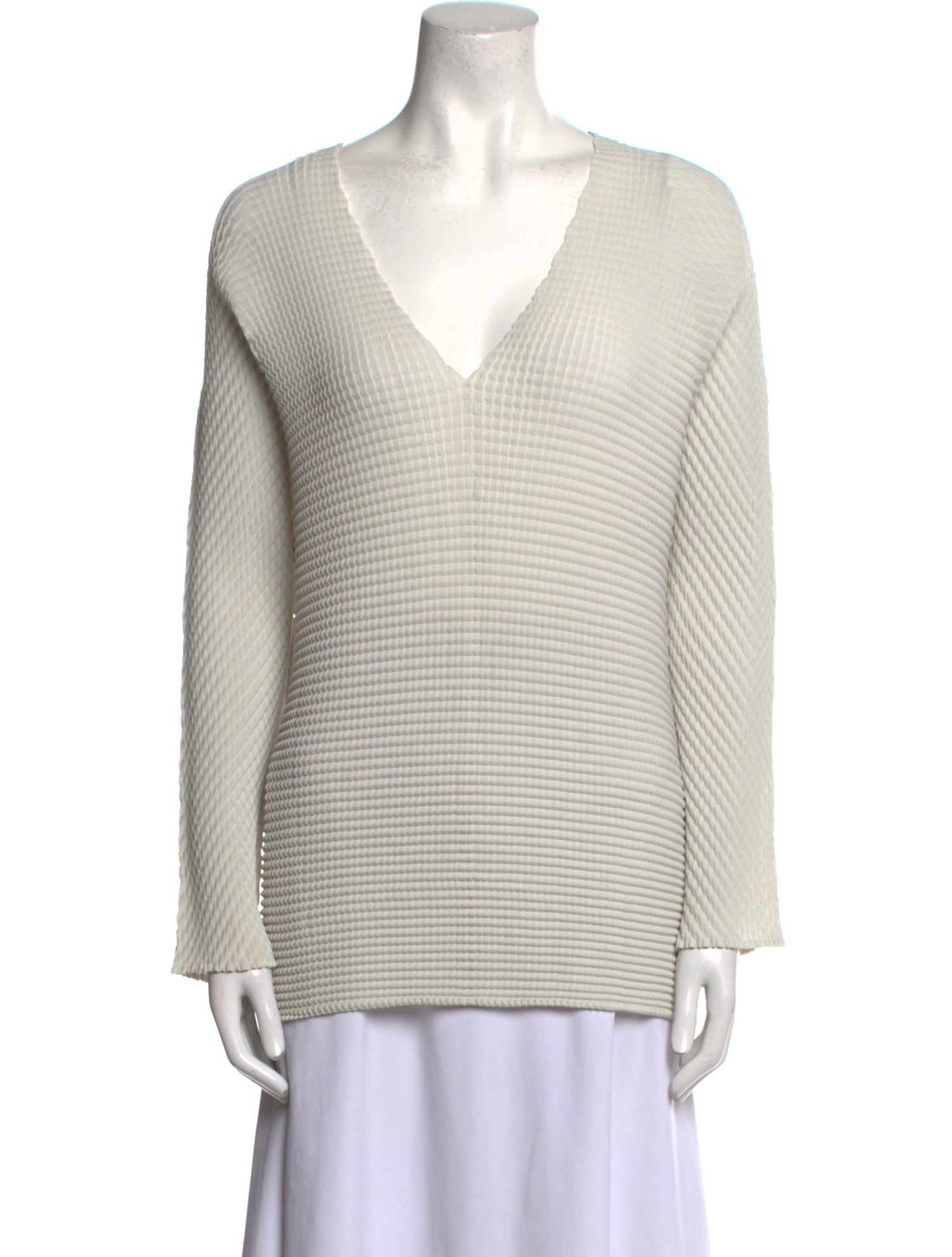 Issey Miyake V-Neck Long Sleeve Top