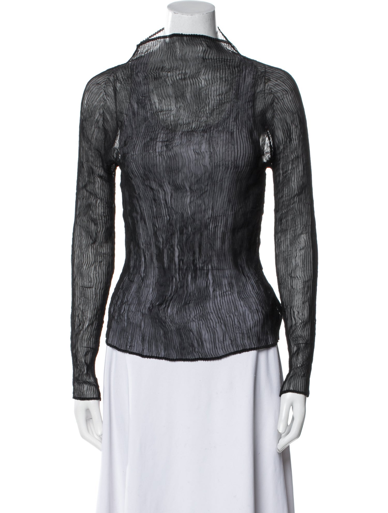Issey Miyake Mock Neck Long Sleeve Top