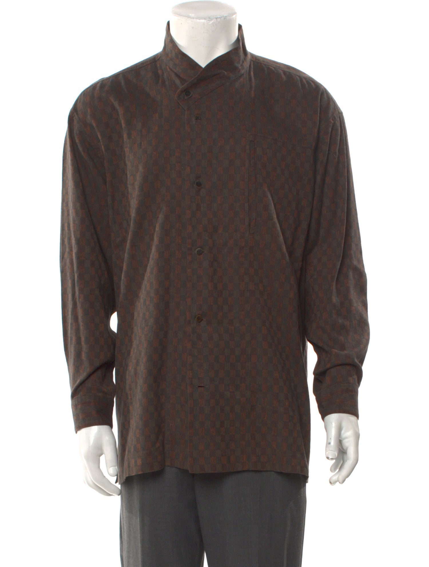 Issey Miyake Plaid Print Long Sleeve Shirt