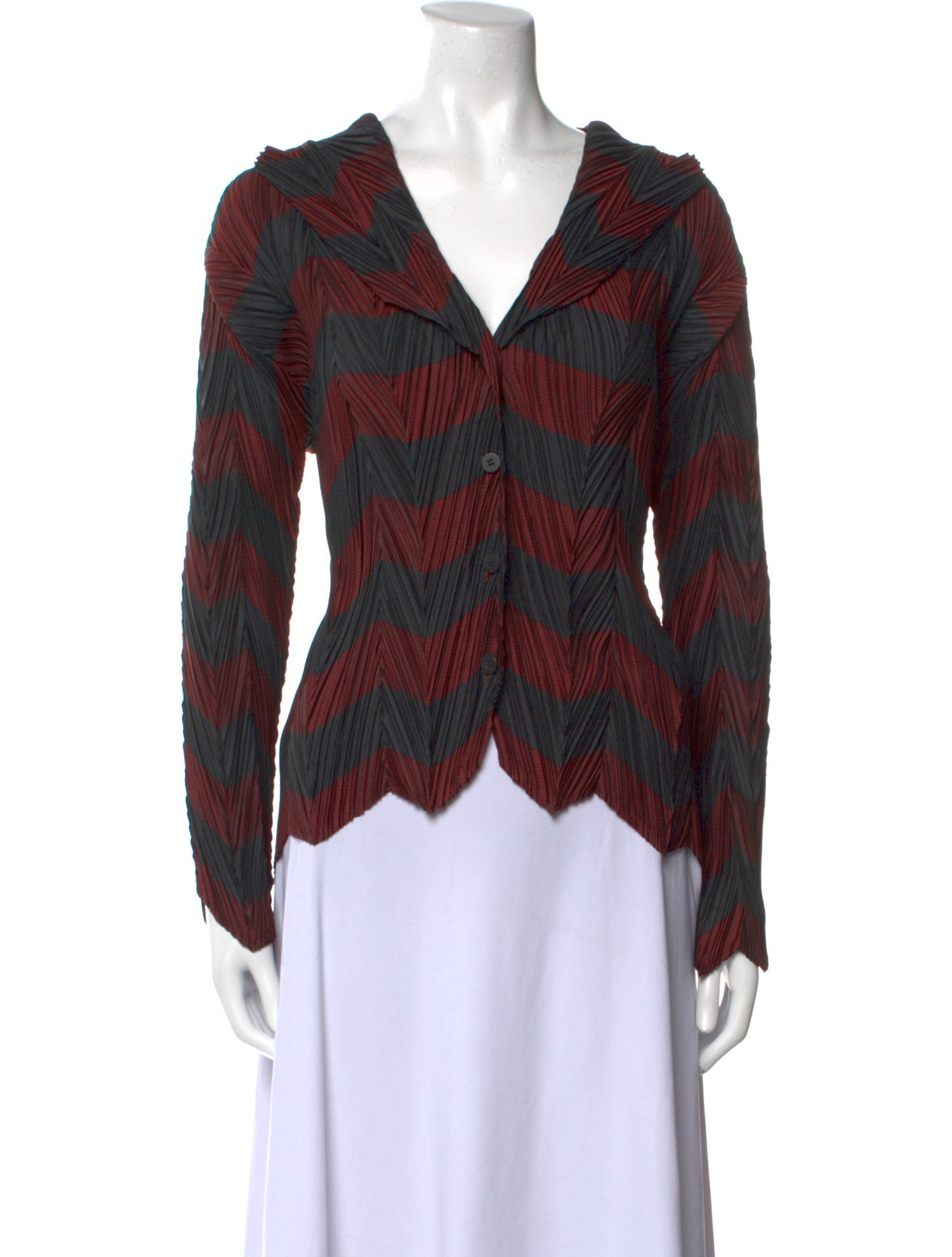 Issey Miyake Printed V-Neck Blouse