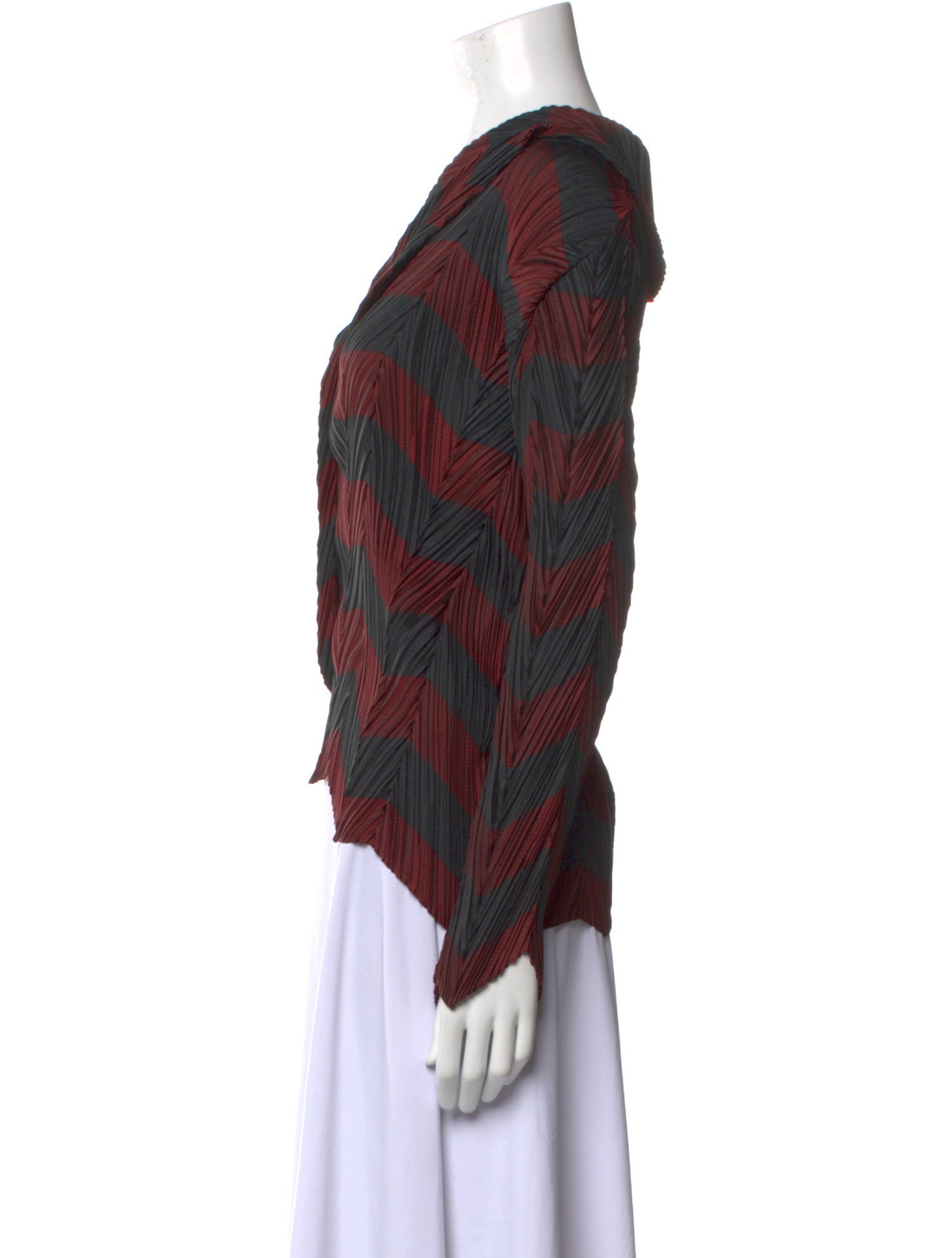 Issey Miyake Printed V-Neck Blouse