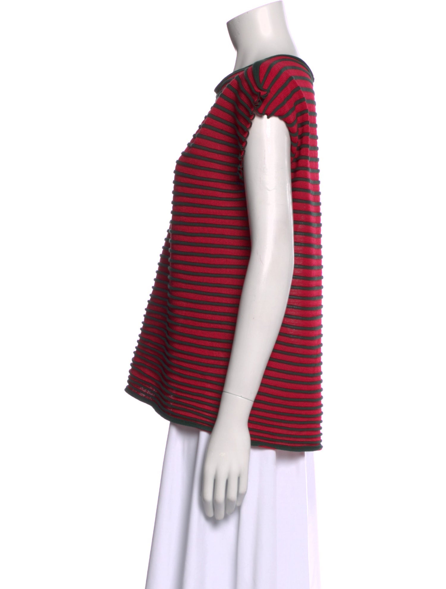 Issey Miyake Striped Bateau Neckline Top
