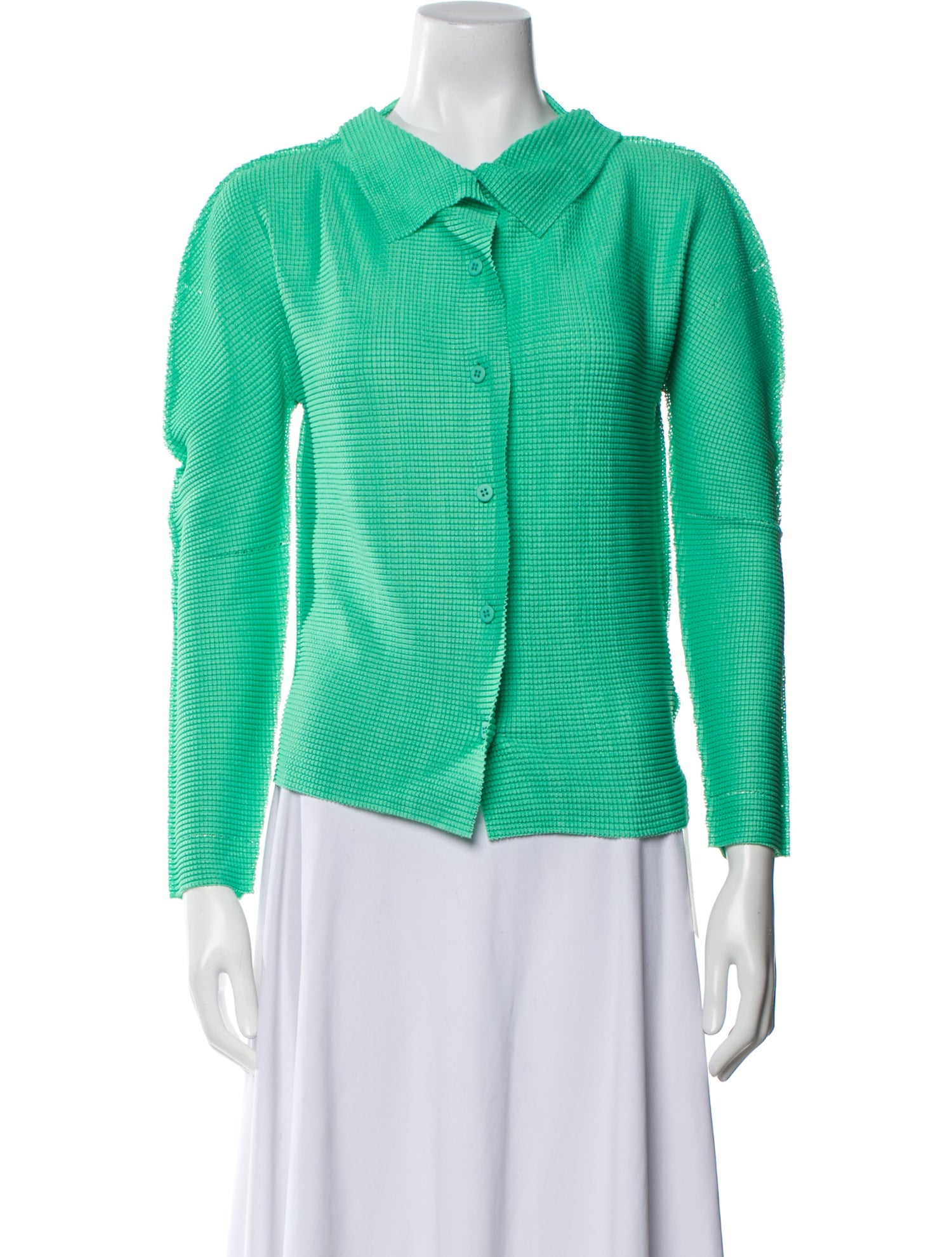 Issey Miyake Me Long Sleeve Button-Up Top