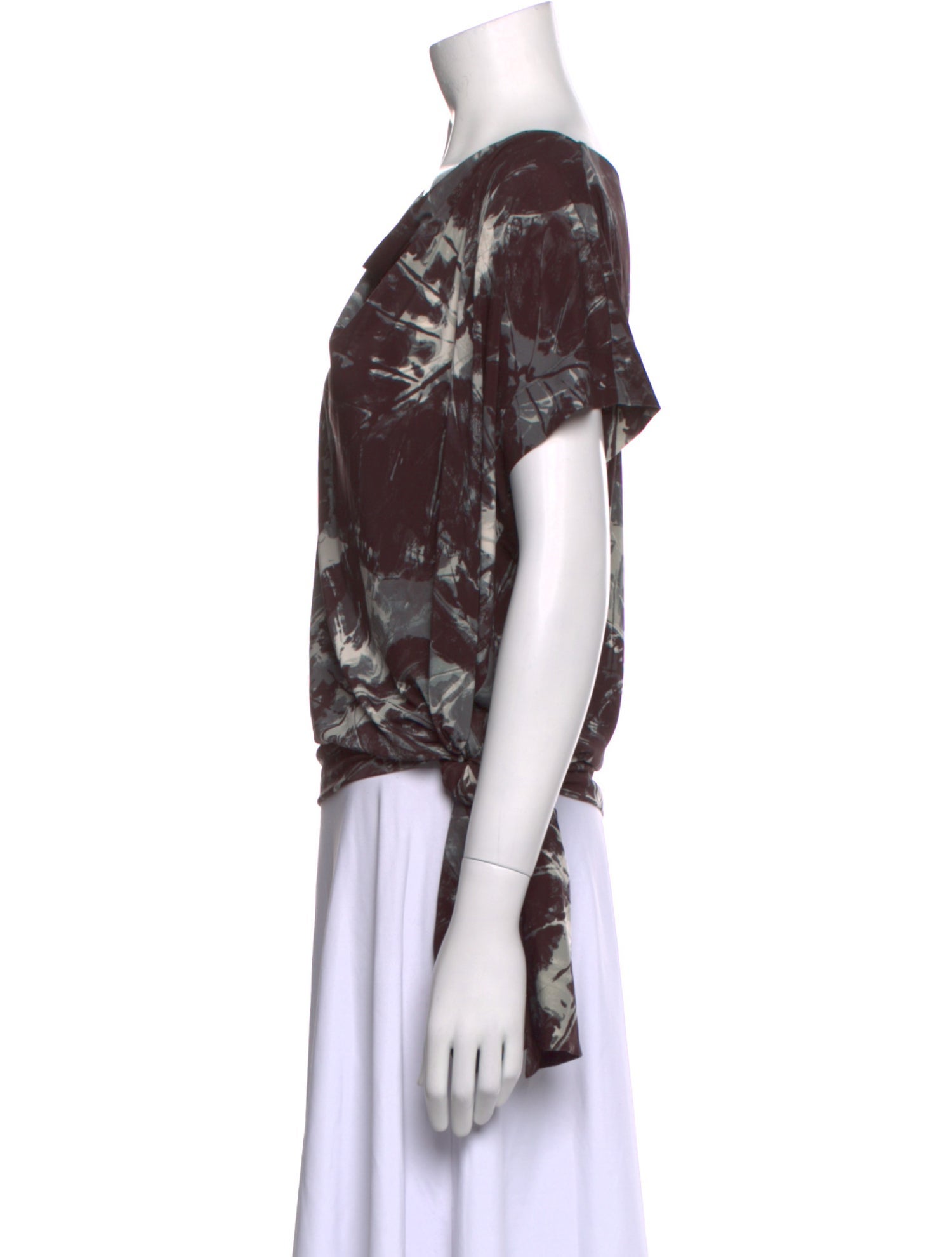 Issey Miyake Printed Cowl Neck T-Shirt