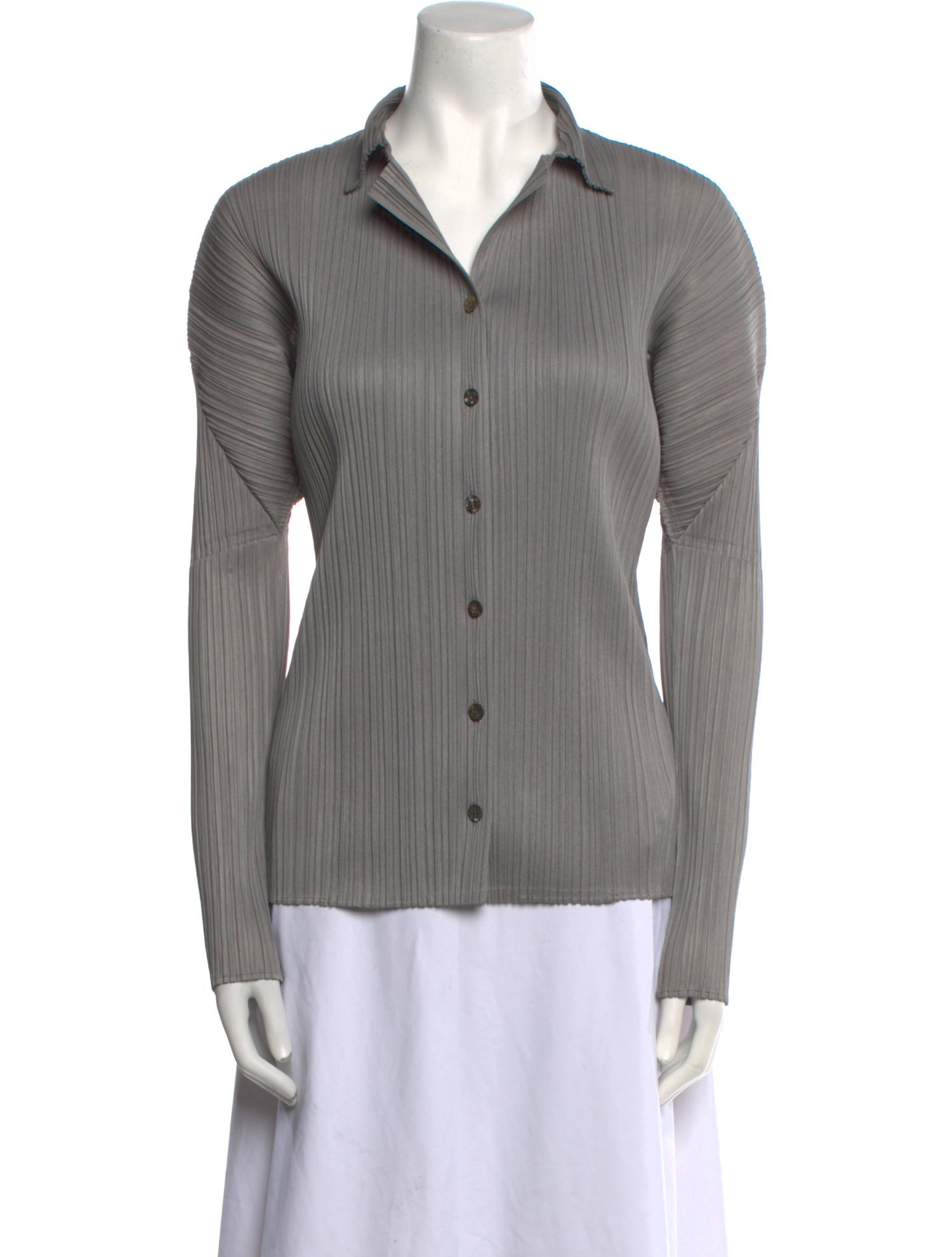 Issey Miyake Long Sleeve Button-Up Top