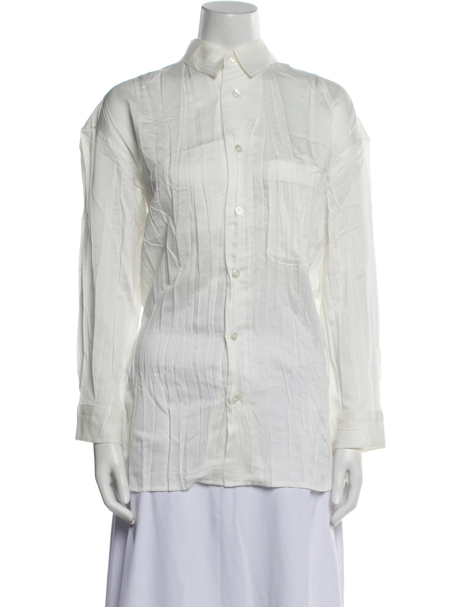 Issey Miyake Long Sleeve Button-Up Top