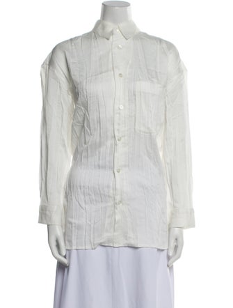 Issey Miyake Long Sleeve Button-Up Top
