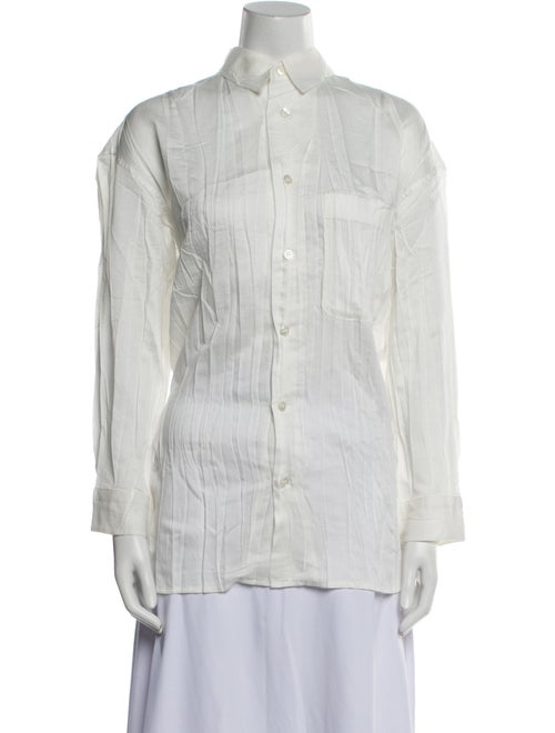 Issey Miyake Long Sleeve Button-Up Top