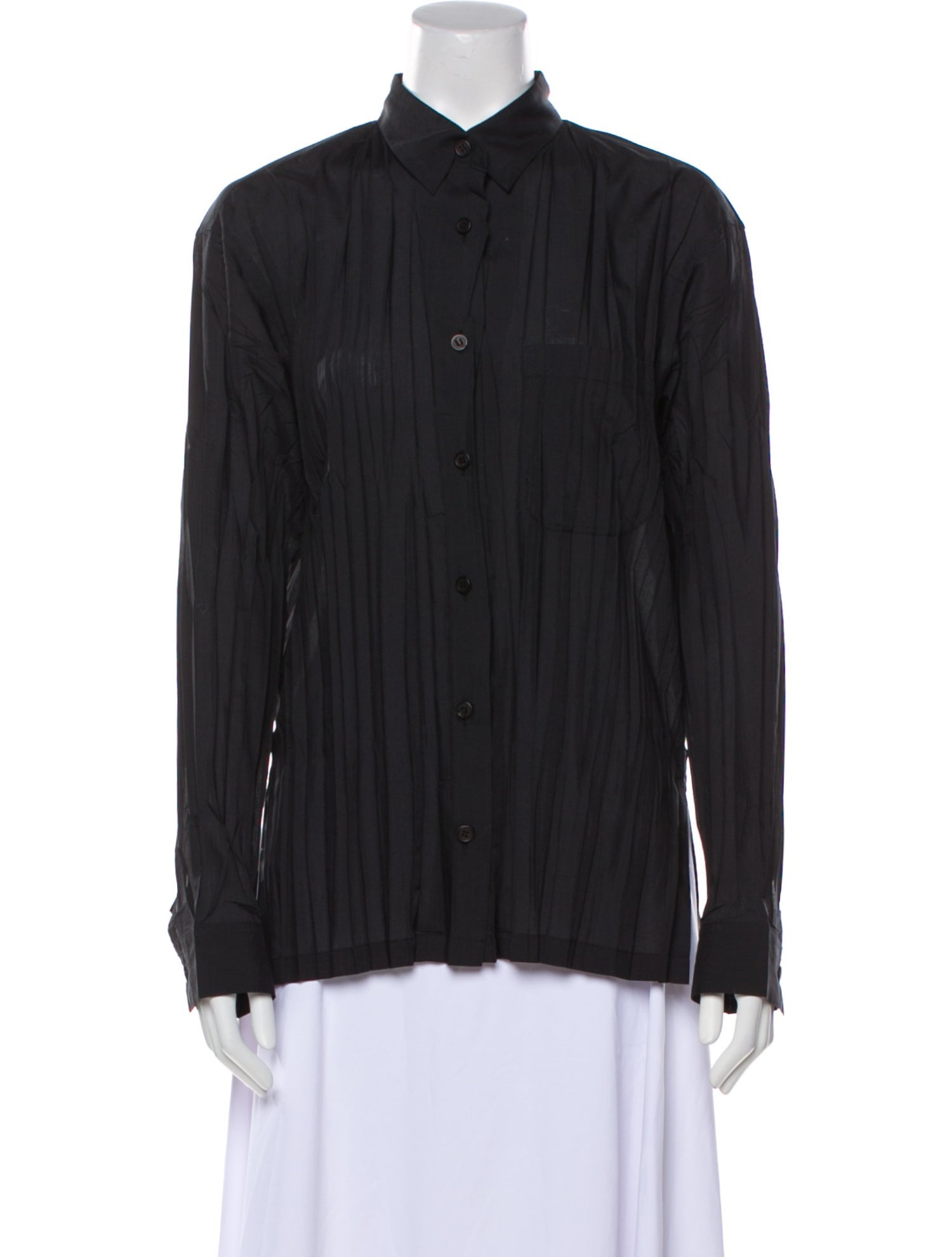 Issey Miyake Long Sleeve Button-Up Top
