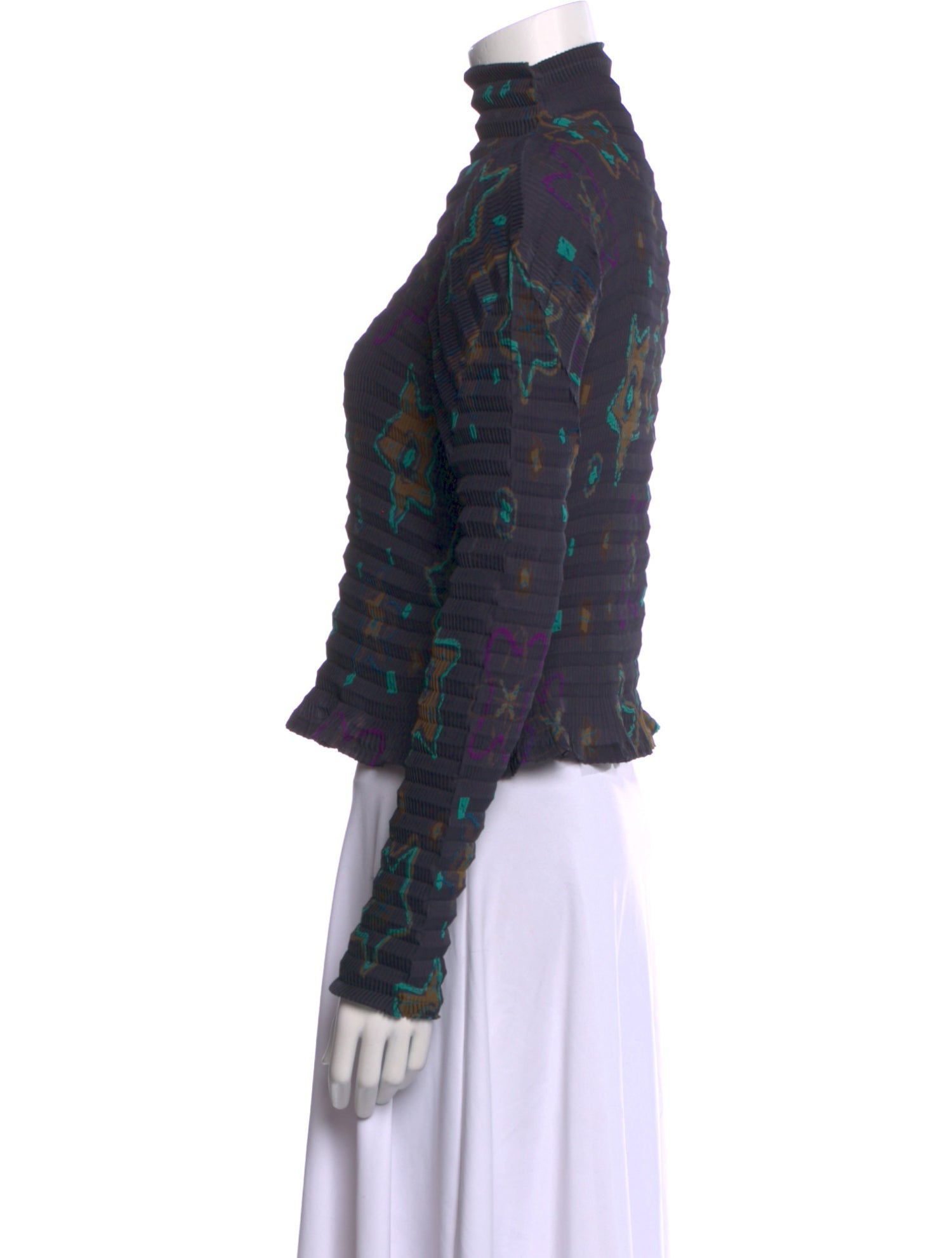 Issey Miyake Printed Mock Neck Top