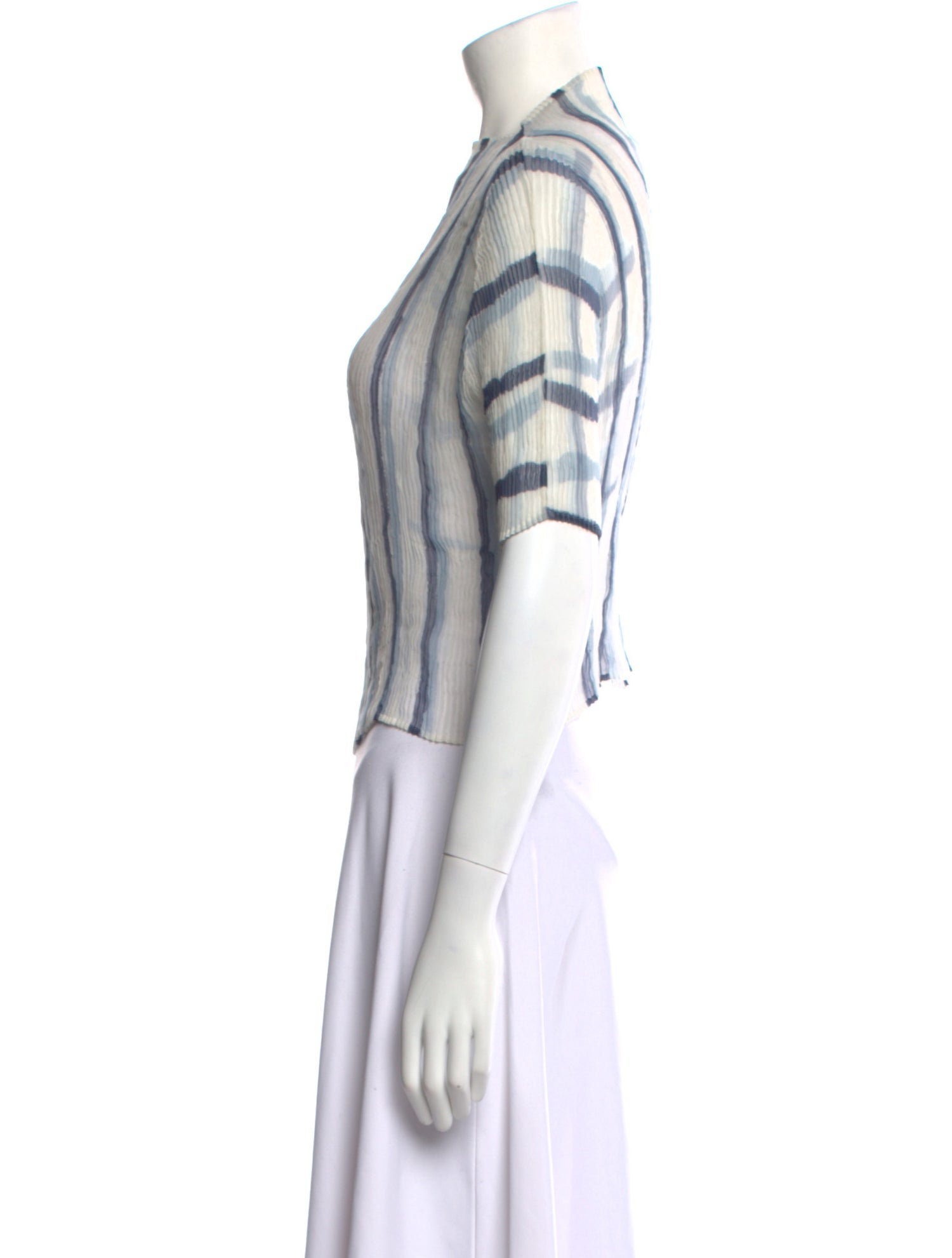 Issey Miyake Striped Bateau Neckline Top