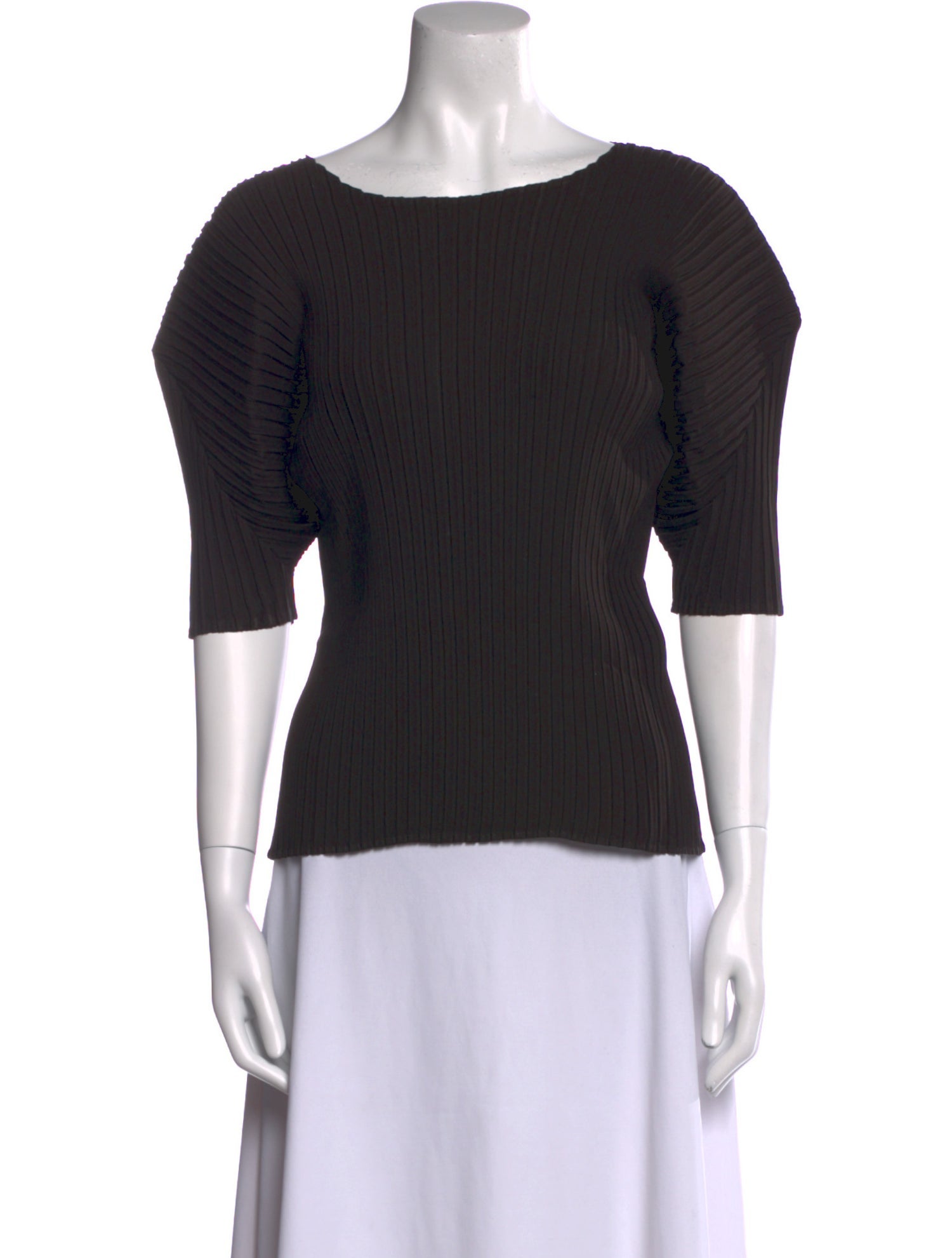 Issey Miyake Bateau Neckline Three-Quarter Sleeve Top w/ Tags