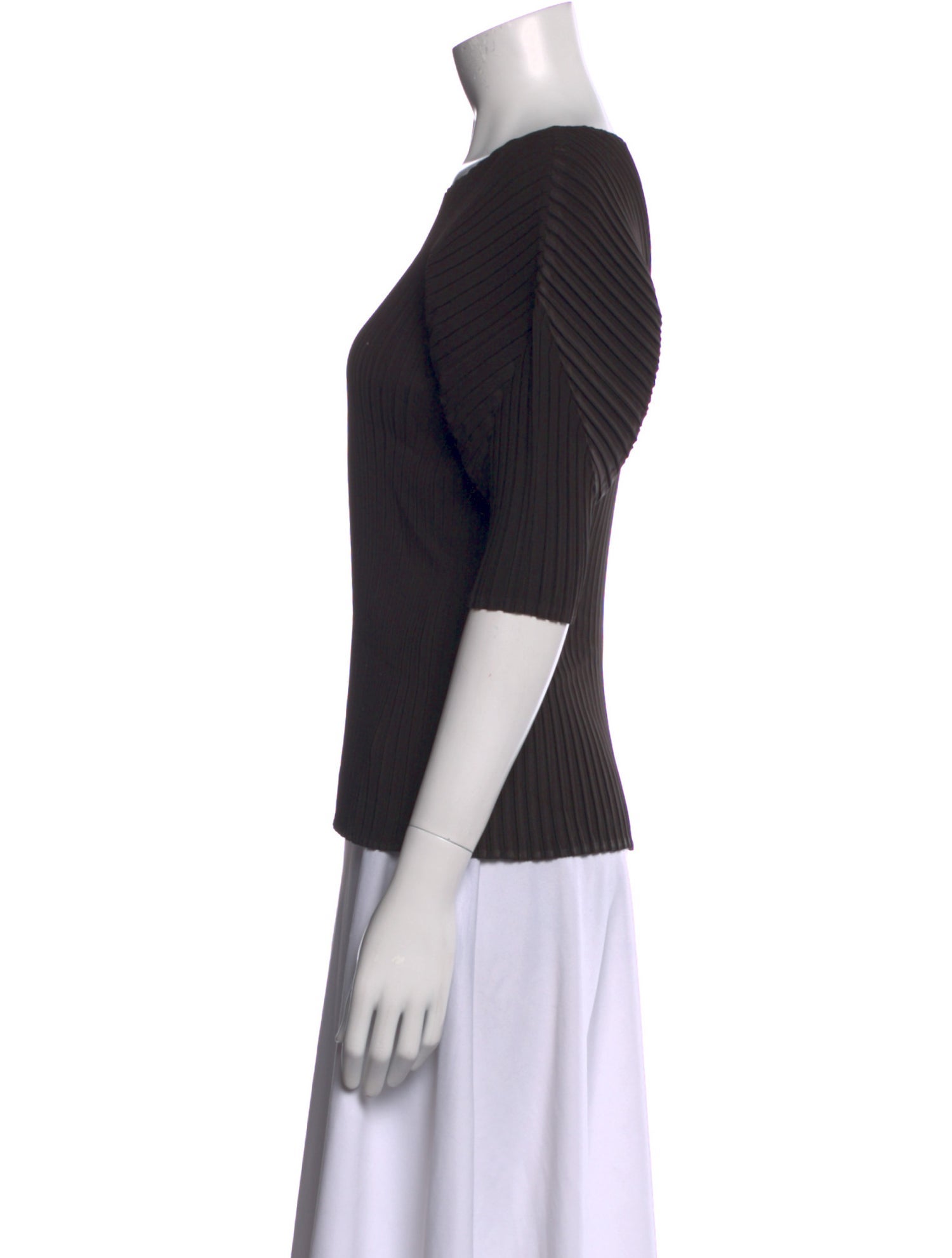 Issey Miyake Bateau Neckline Three-Quarter Sleeve Top w/ Tags