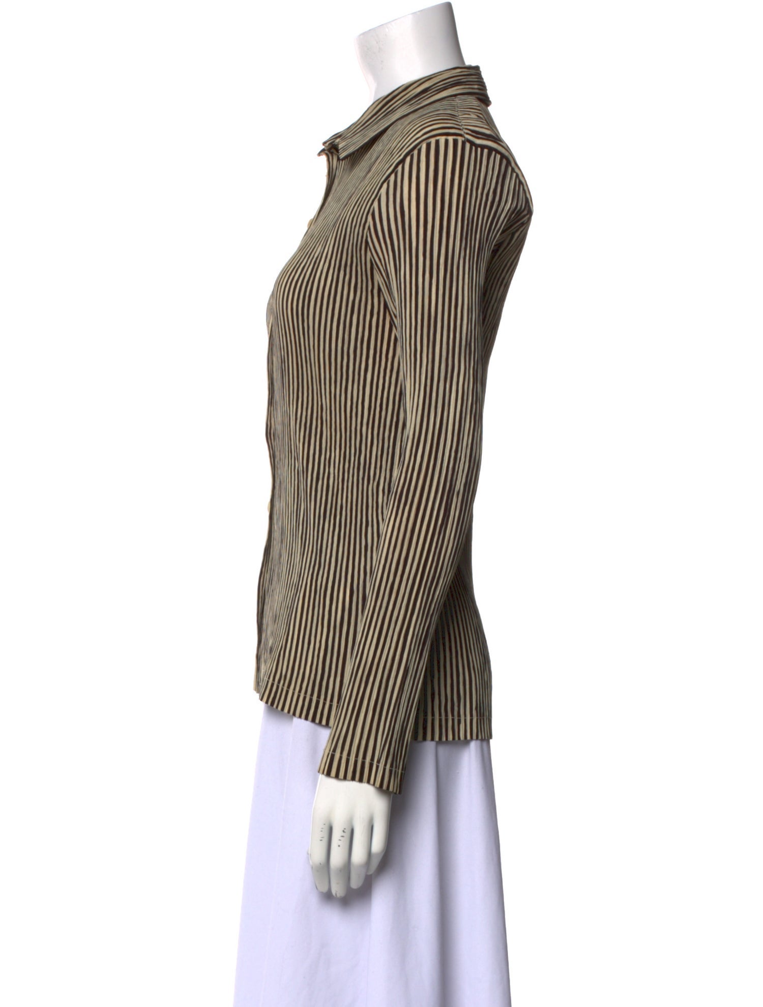 Issey Miyake 1998 Striped Button-Up Top