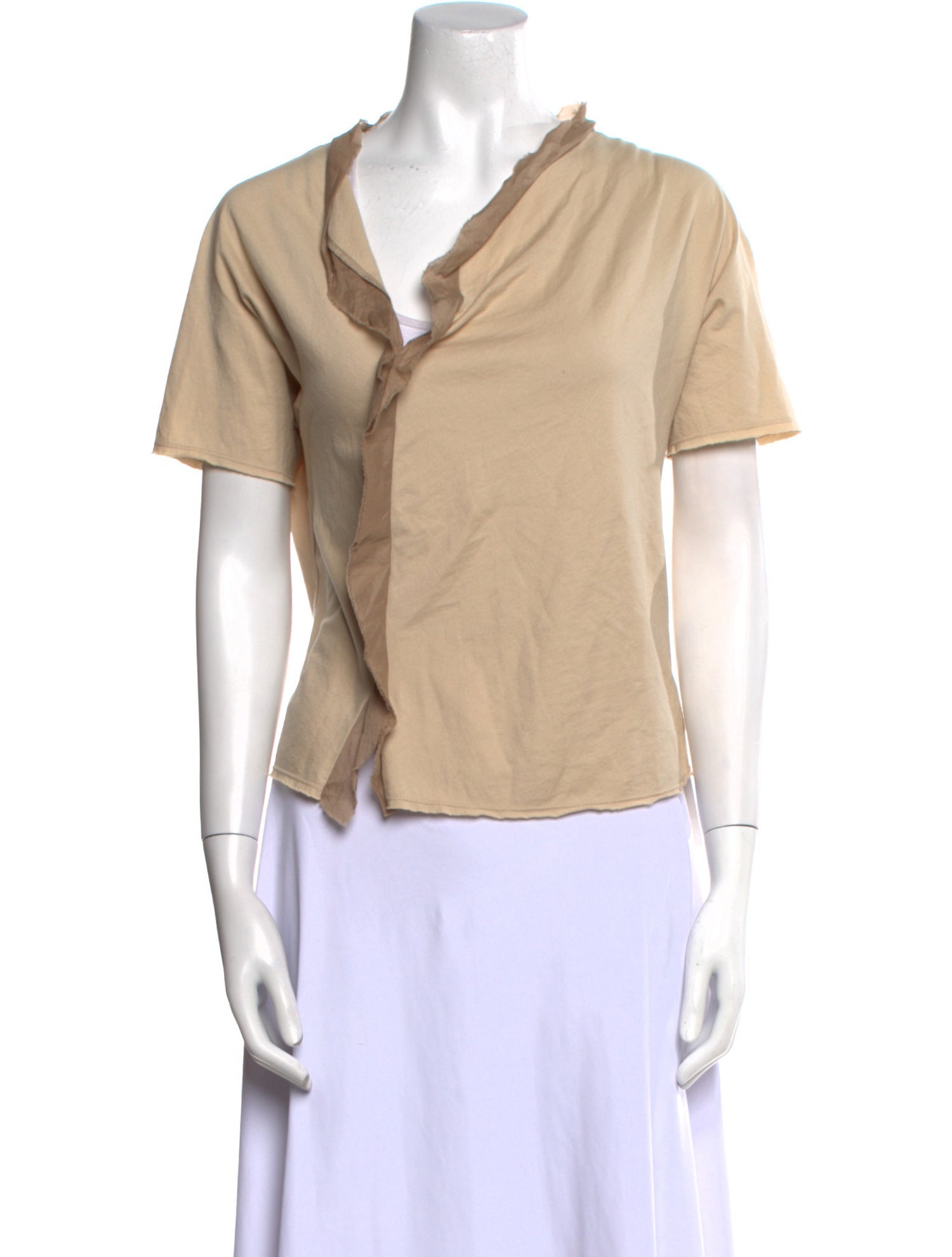 Issey Miyake Cowl Neck Short Sleeve Top