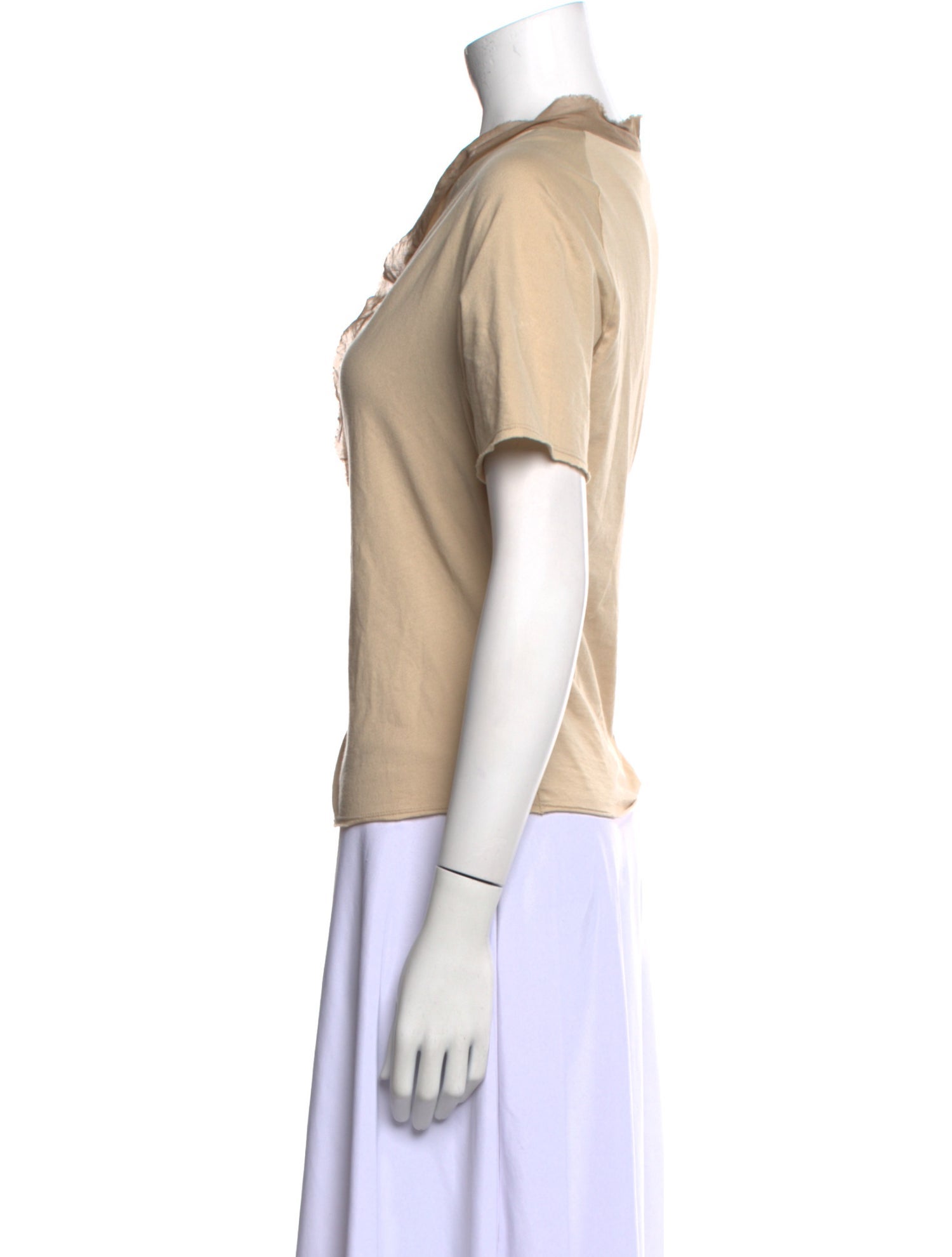 Issey Miyake Cowl Neck Short Sleeve Top