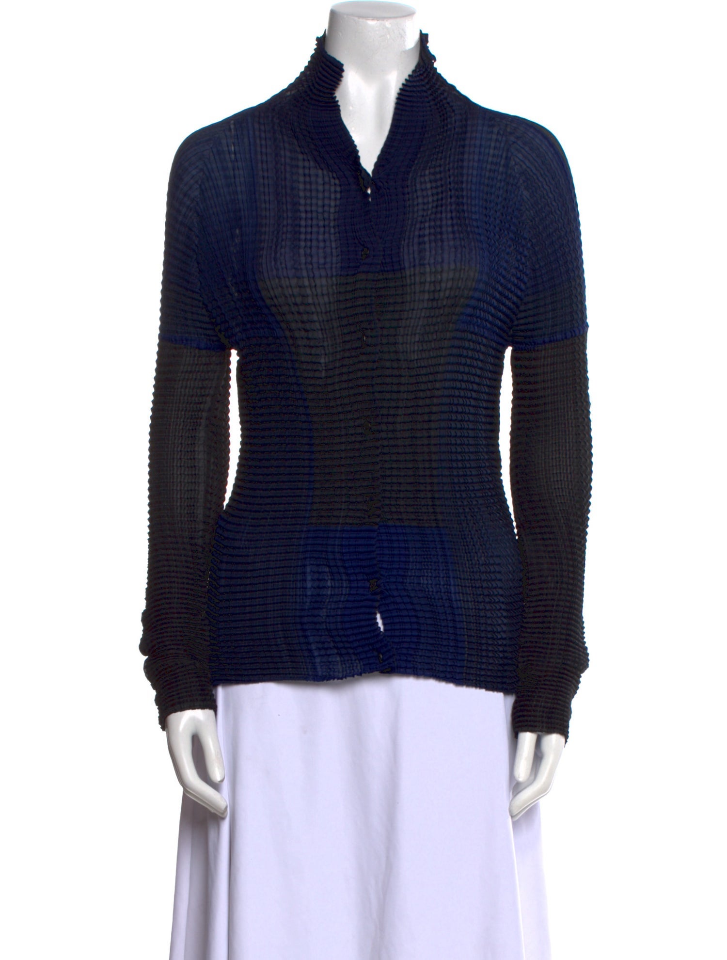 Issey Miyake V-Neck Long Sleeve Top