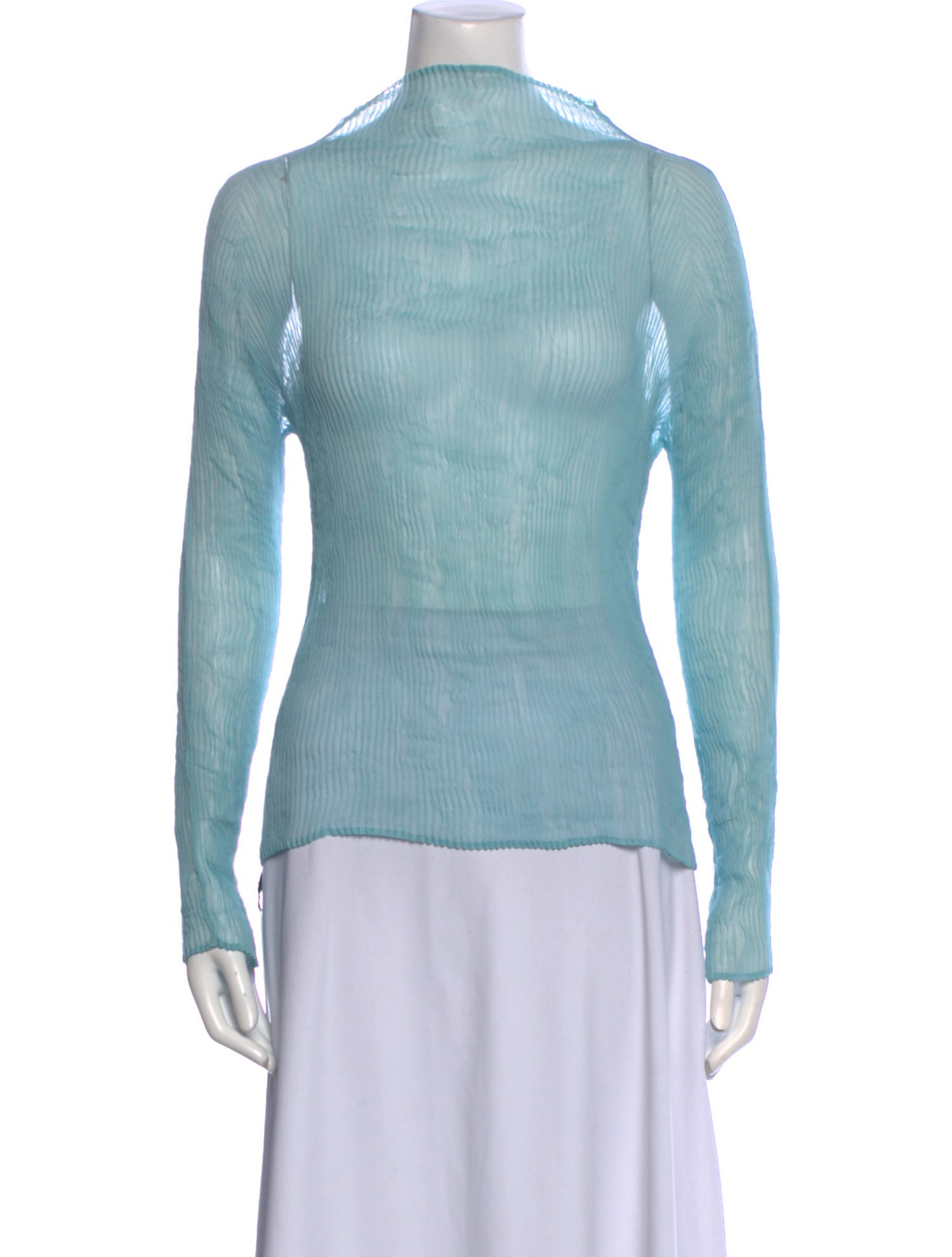 Issey Miyake Mock Neck Long Sleeve Top