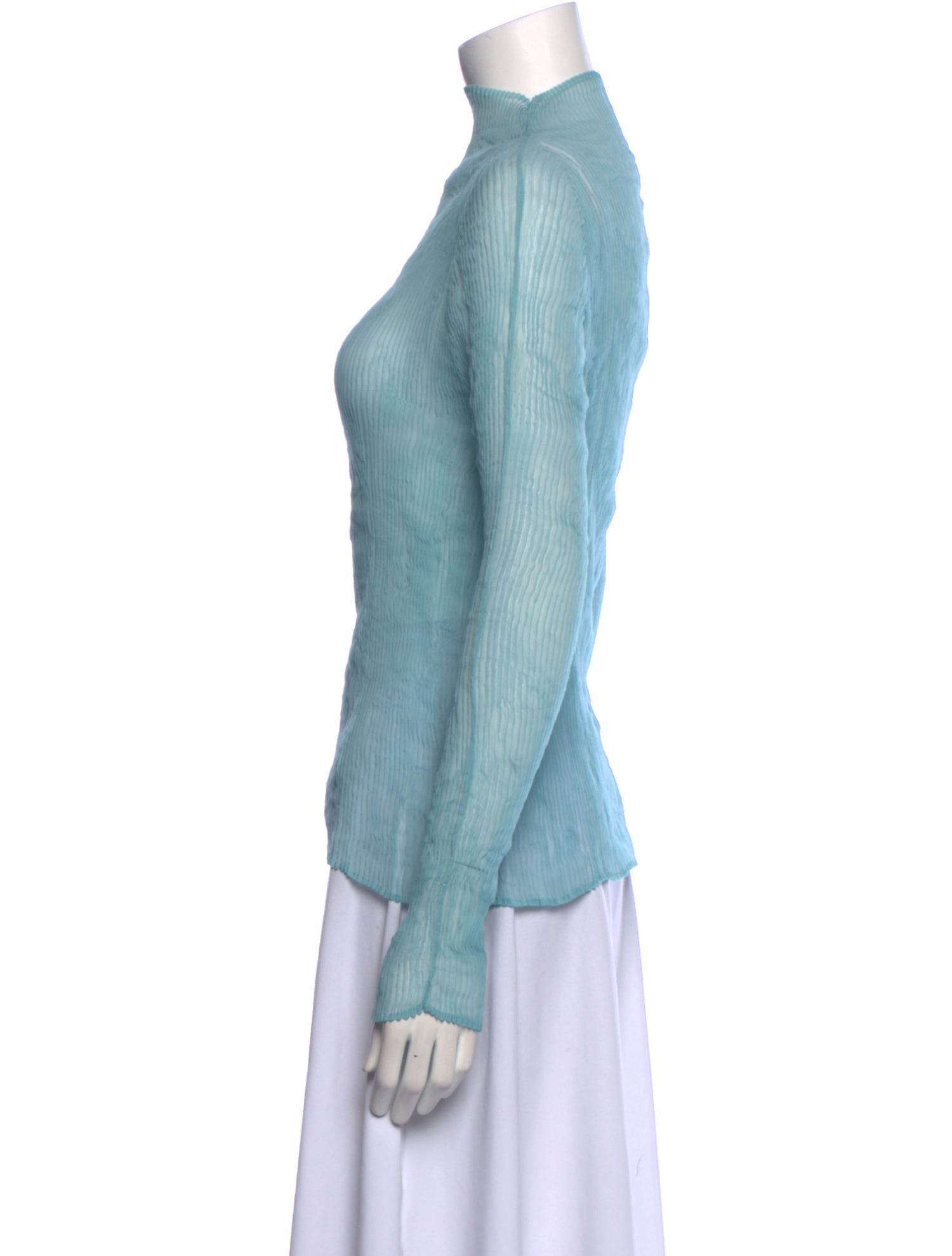 Issey Miyake Mock Neck Long Sleeve Top