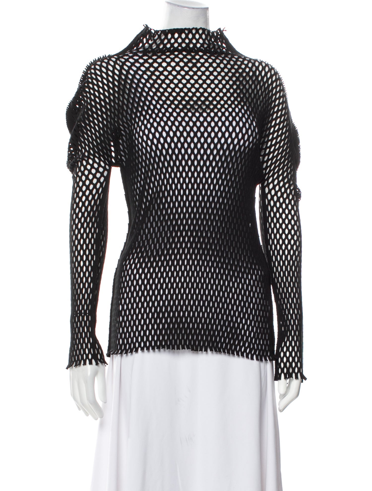 Issey Miyake Printed Mock Neck Blouse